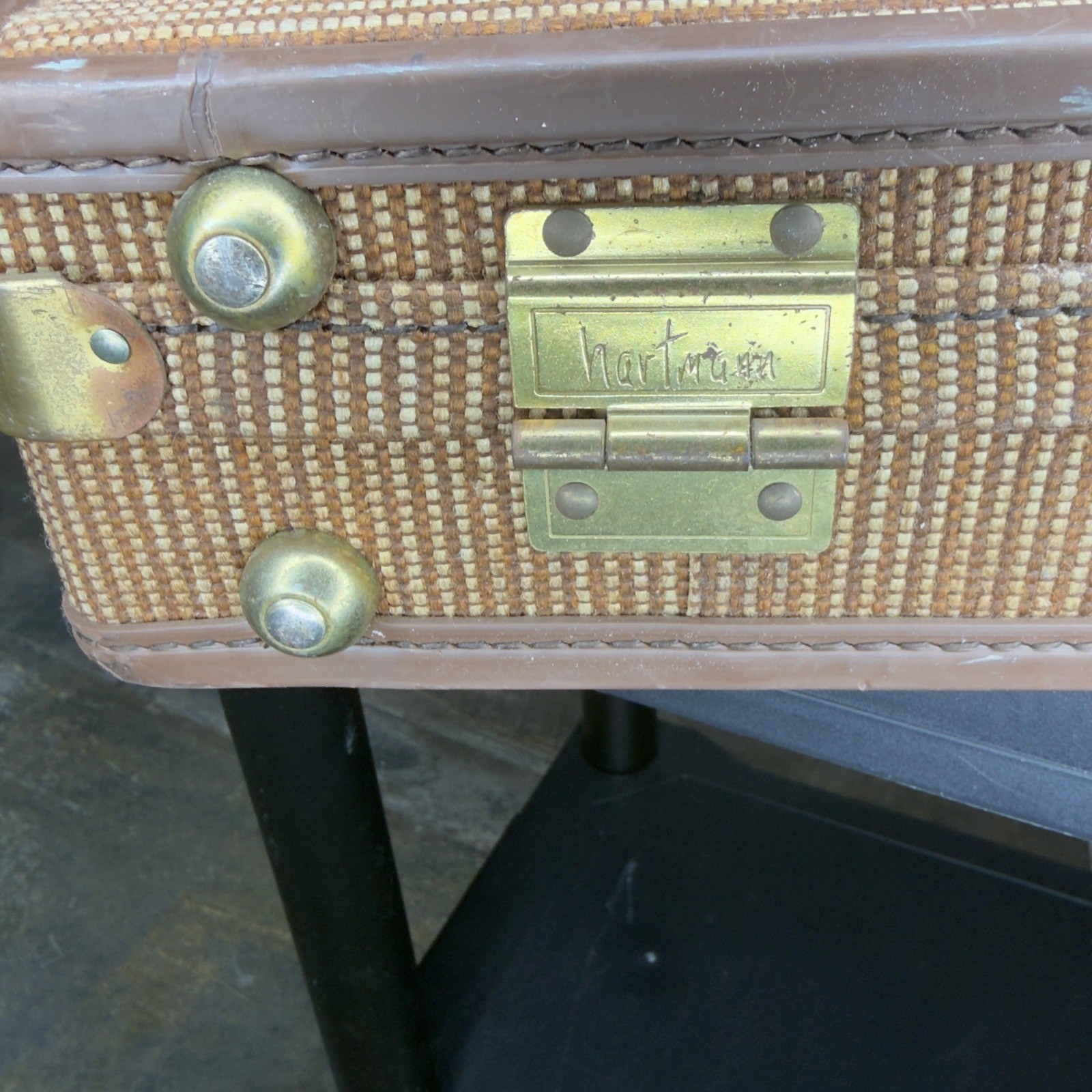 Vintage Hartmann Tweed Briefcase Belting Leather Slim Attaché Suitcase VTG USA