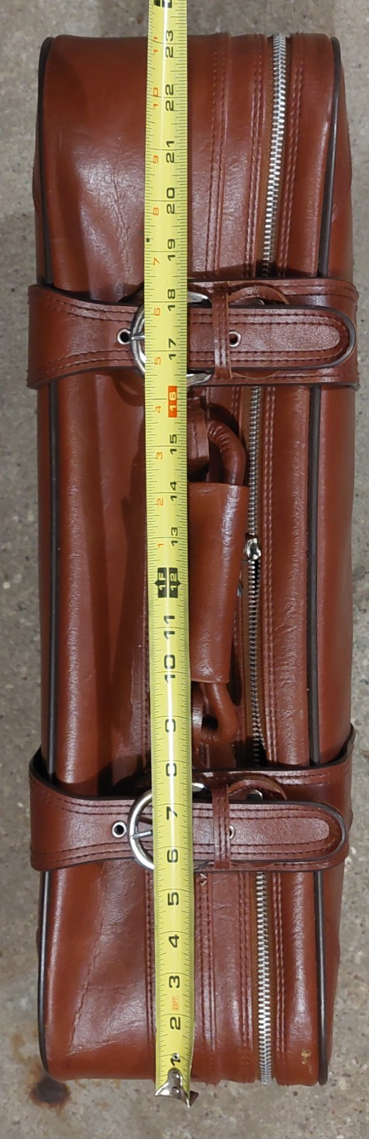 Vintage Leather Suitcase With Buckles Along With Zipper Medium Brown Read Des.