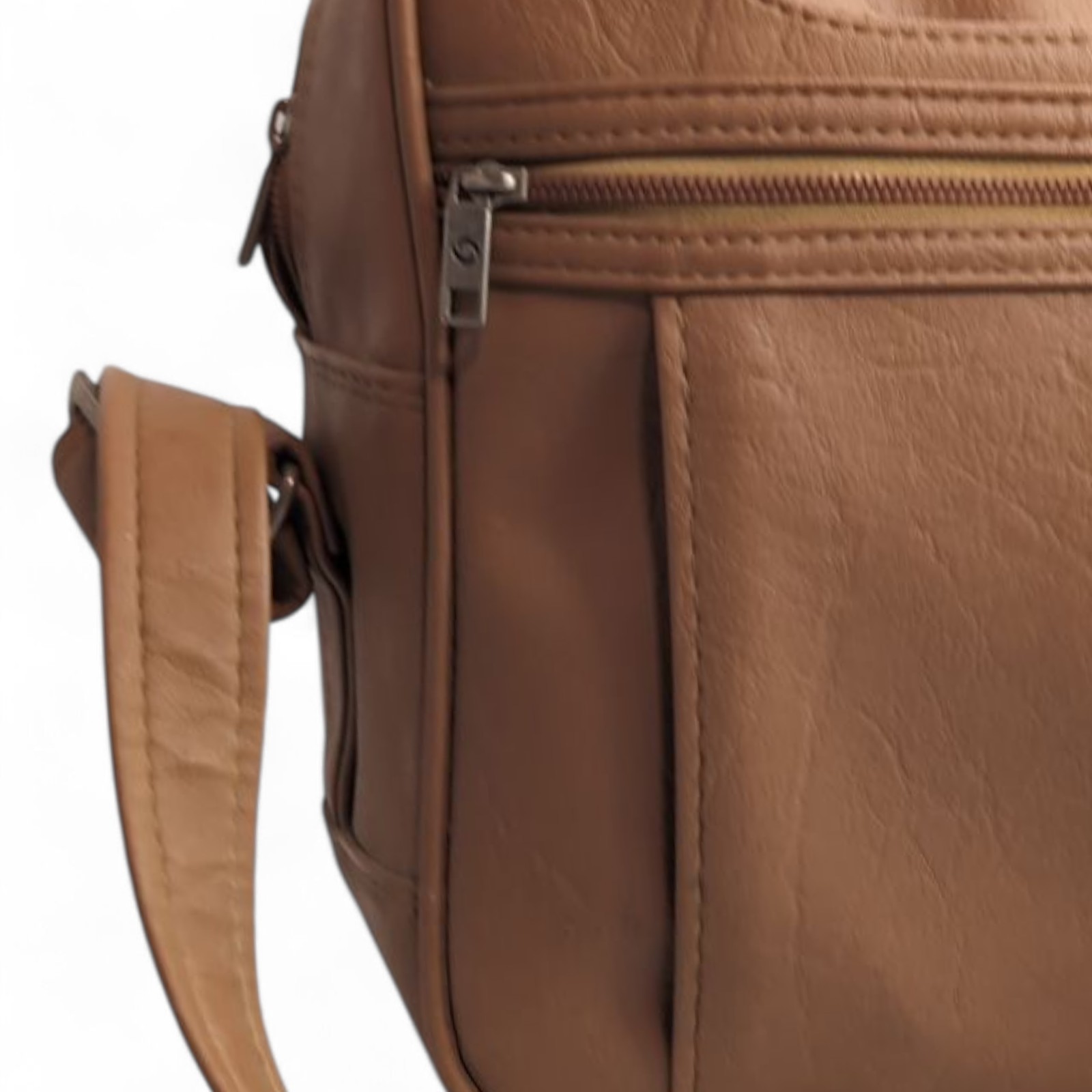 Vintage Samsonite Shoulder Bag Faux Leather Tan Travel Crossbody 11×11