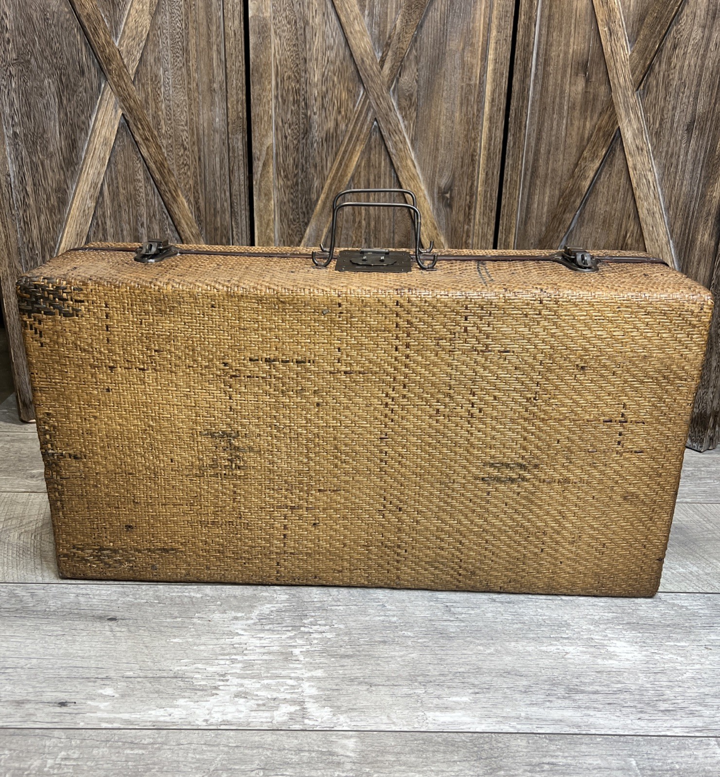 Antique Indian Suitcase Handmade Rattan Basket Luggage Trunk Train Case – RARE