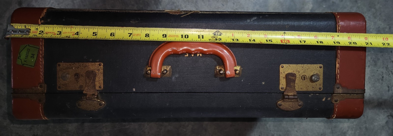 Antique Vintage SUITCASE 1900s Travel Luggage Black Brown Blue D’Addario Strings