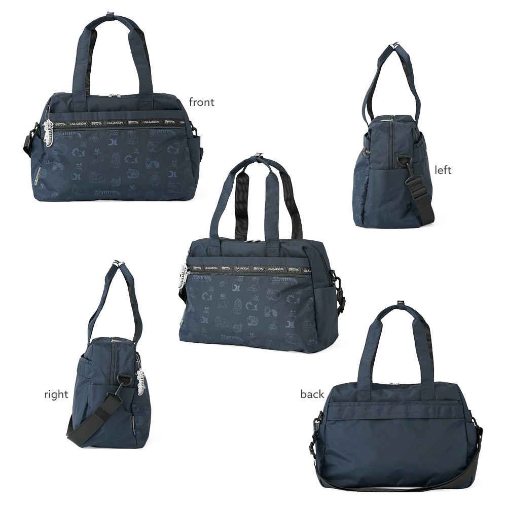 Lisa Larson Duffle Bag Sketch Cats Travel Boston Bag Water Repellent Japan Navy