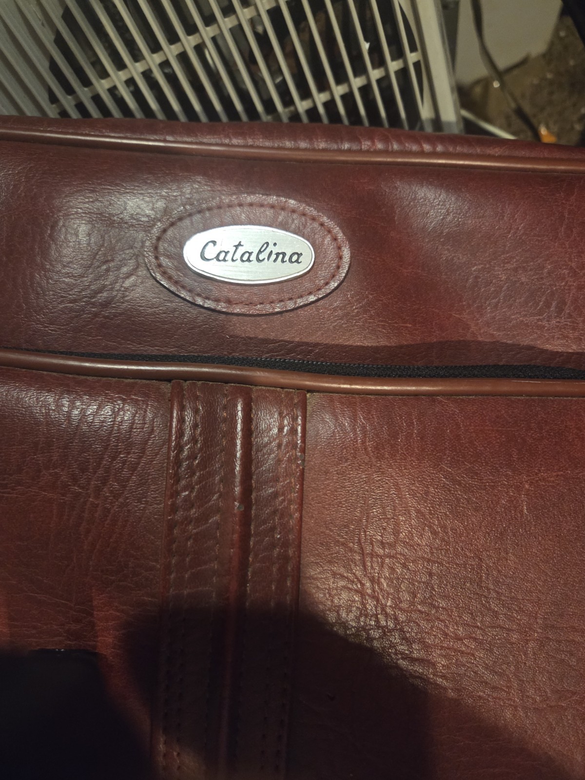 Vintage Catalina Brown Faux Leather Carry On Travel Shoulder Bag 70s 80s Retro
