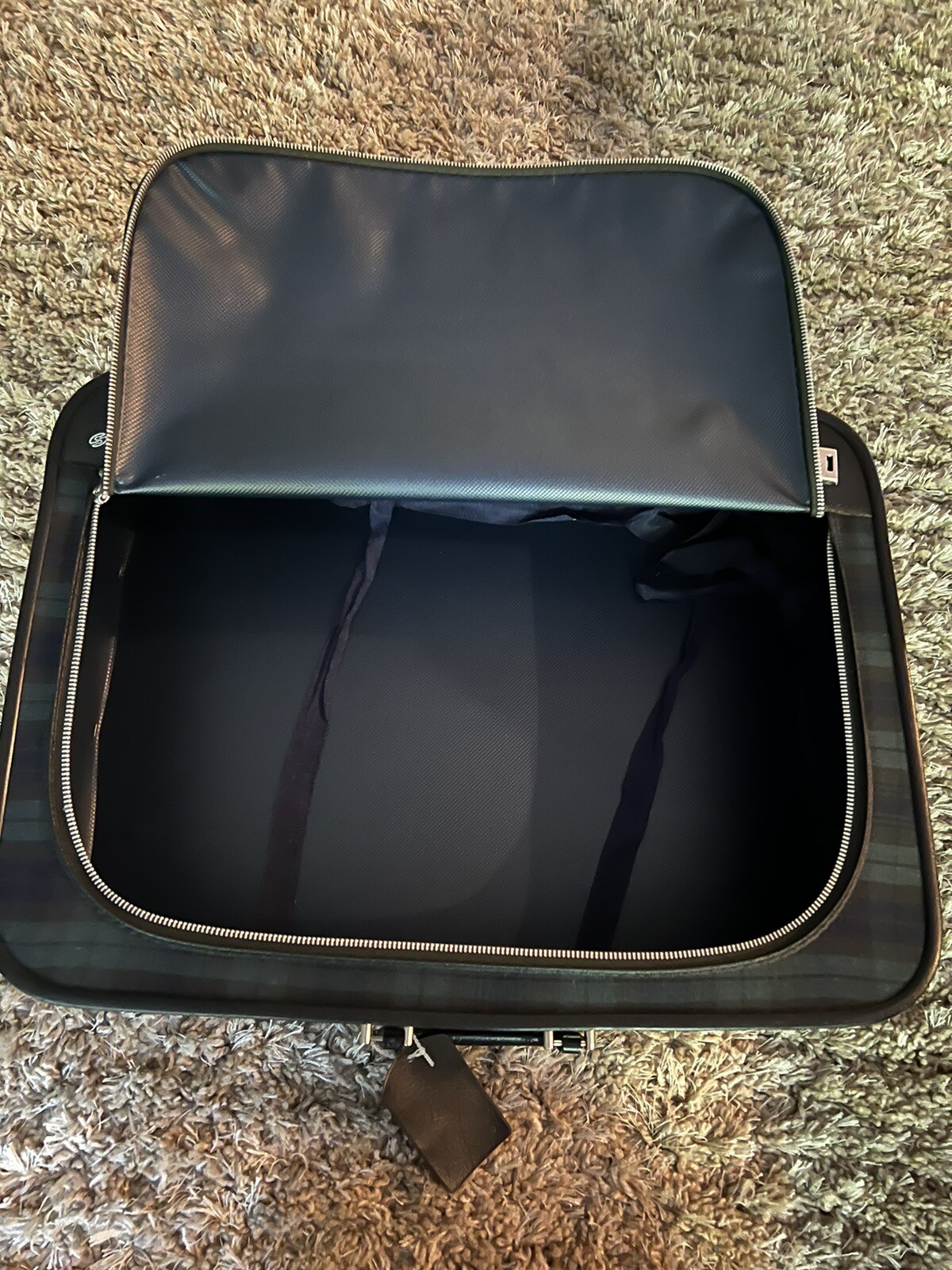 Vintage Leeds Blue and Green Checkered Suitcase vintage Very Clean