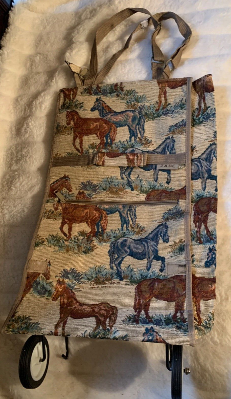 VTG PIONEER EXPRESS HORSES THEME WHEEL TRANSPORT BAG HANDLES ZIPPED