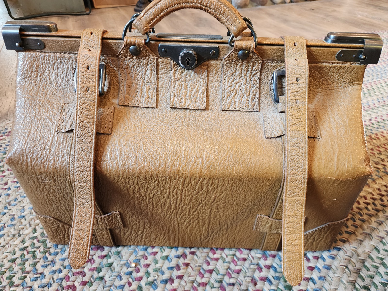 Atg Rare Austrian 1890-1910s Leather Doctors Bag Travel Luggage Gladstone Valise