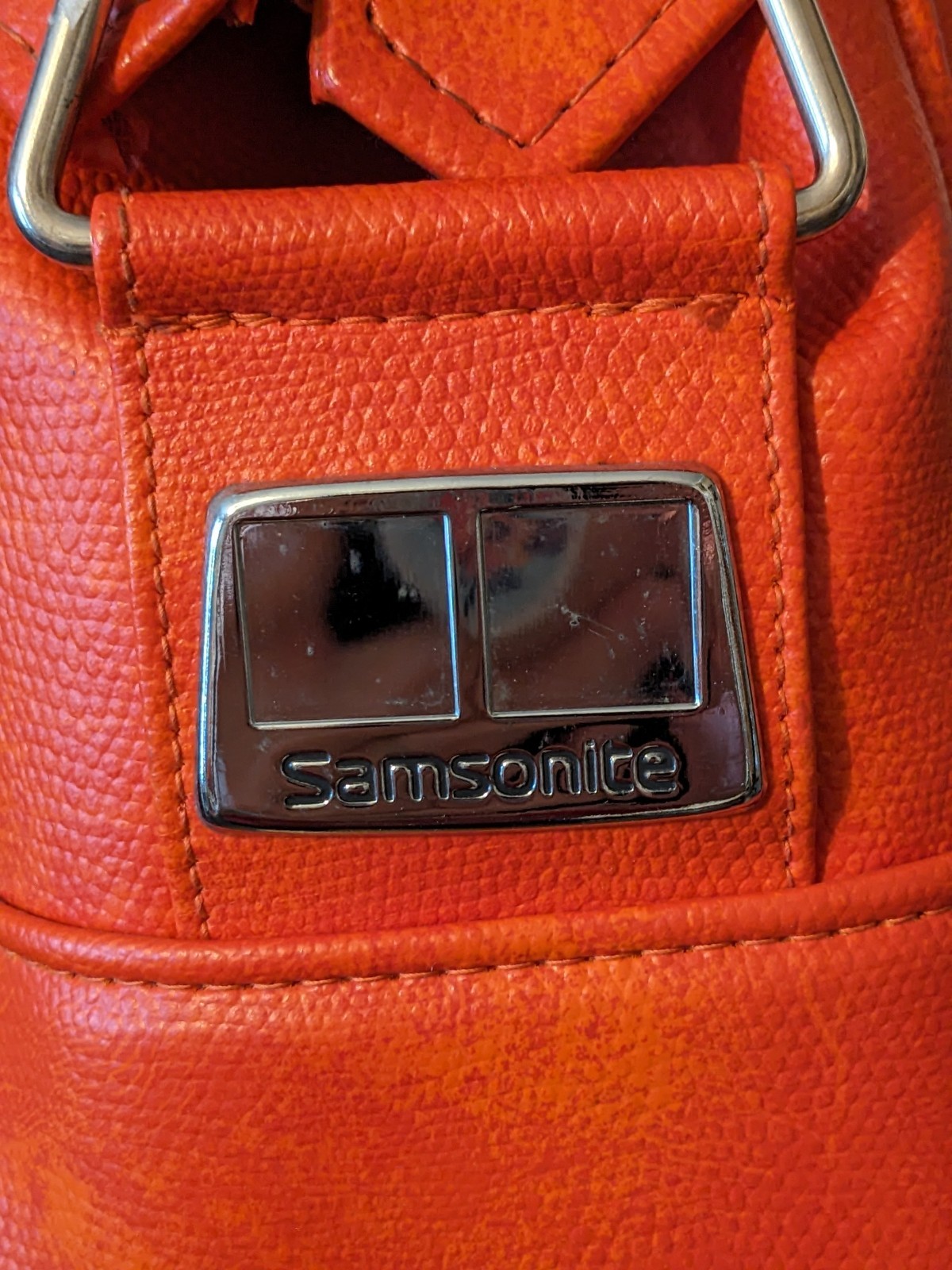 VTG Orange Samsonite Silhouette Overnight Bag Shoulder Strap Silver Clasp EXC