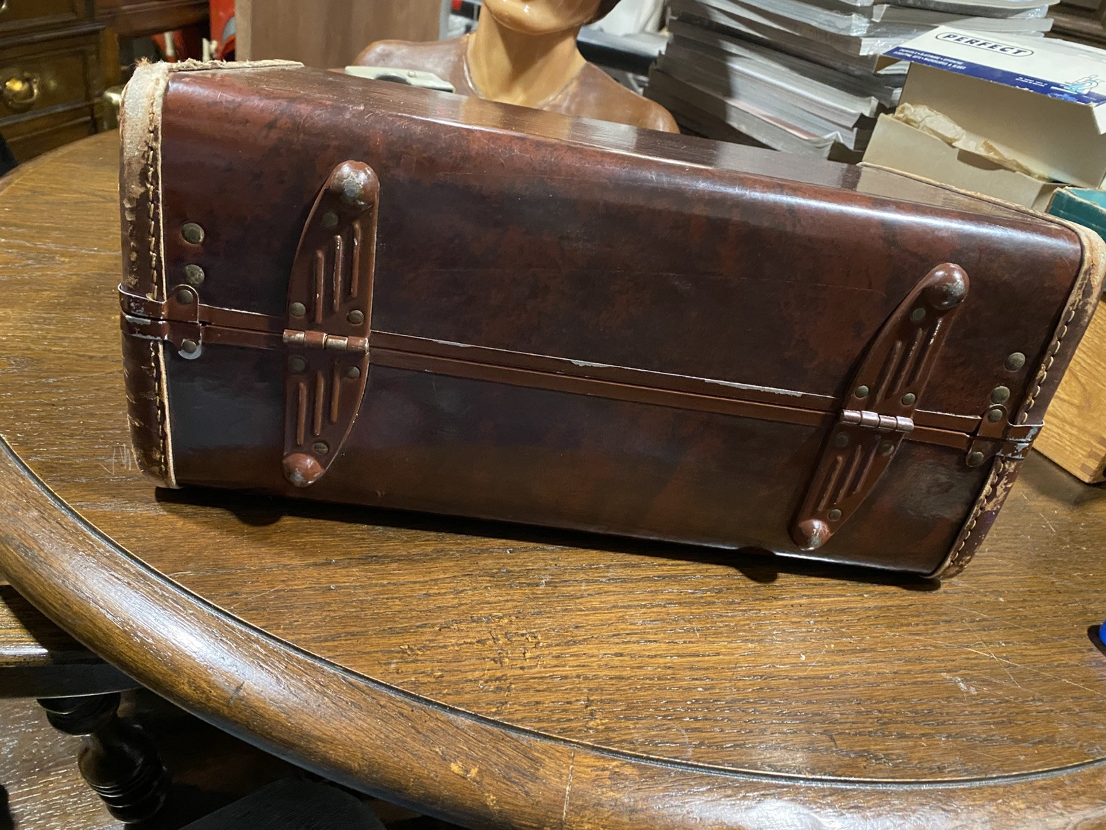 Old Vintage Samsonite Brown Hard Shell Case Make Up Suitcase Luggage Mens Womens