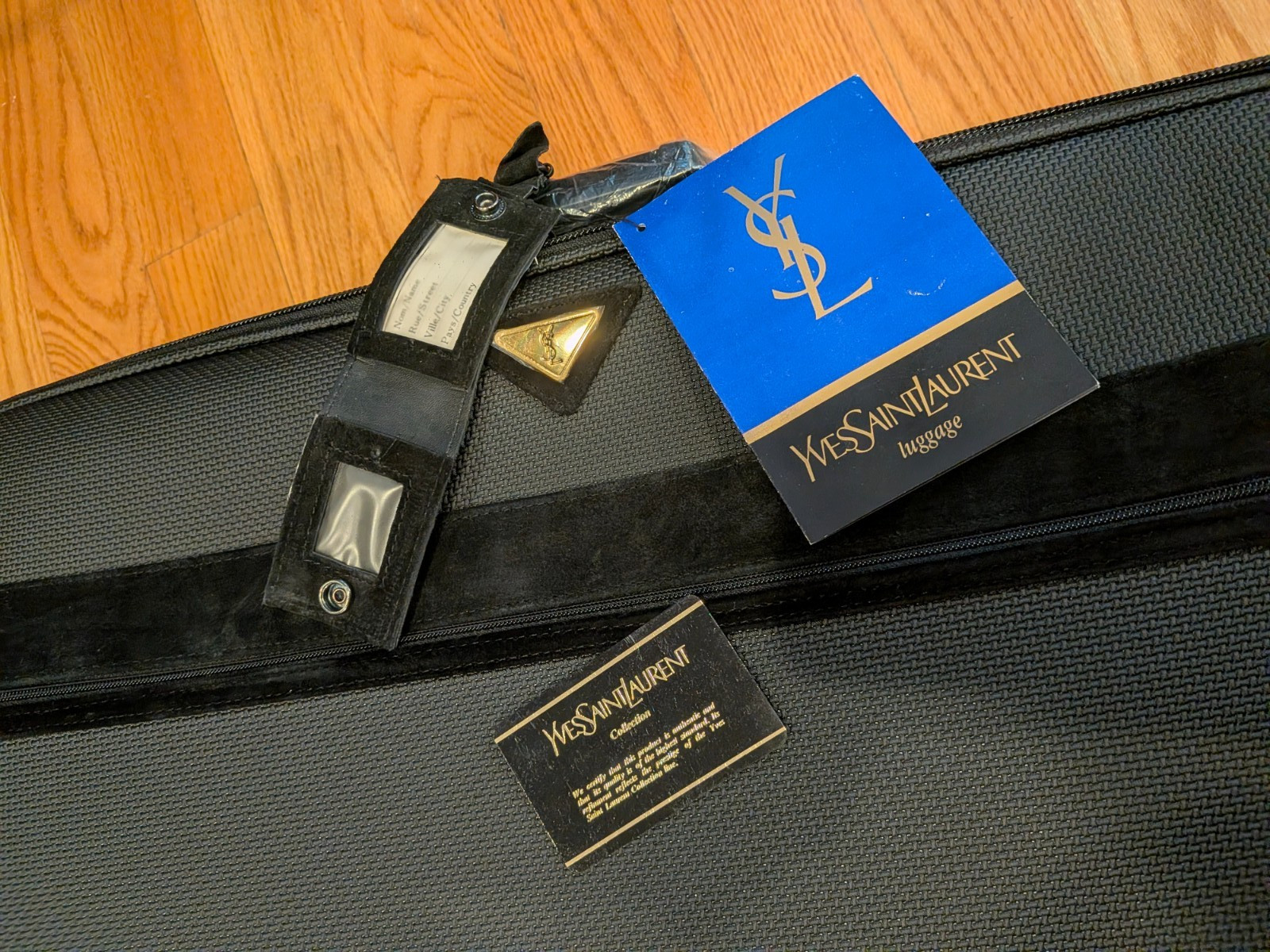 Rare Vintage Yves Saint Laurent Black tweed suede trim luggage suitcase set of 4