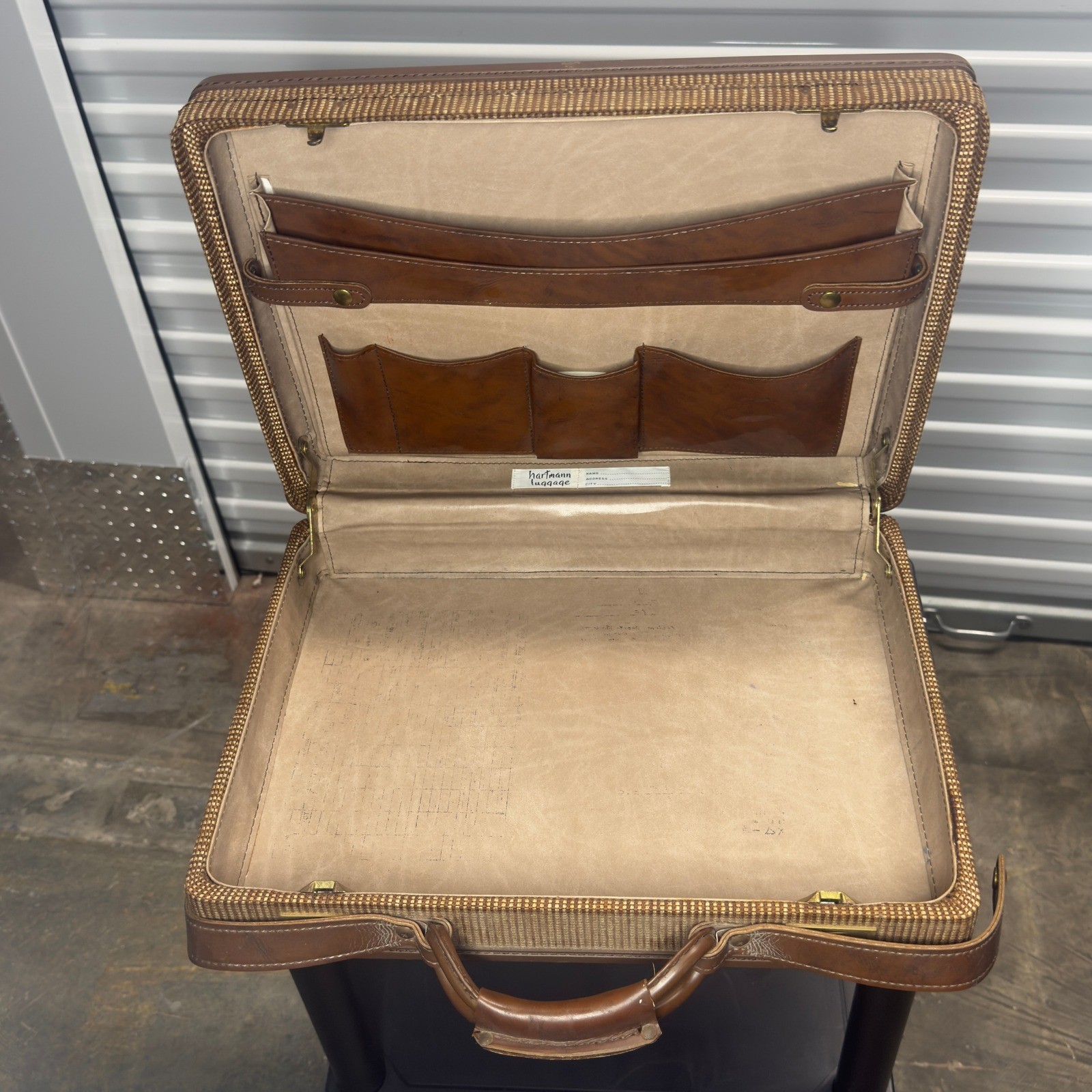 Vintage Hartmann Tweed Briefcase Belting Leather Slim Attaché Suitcase VTG USA