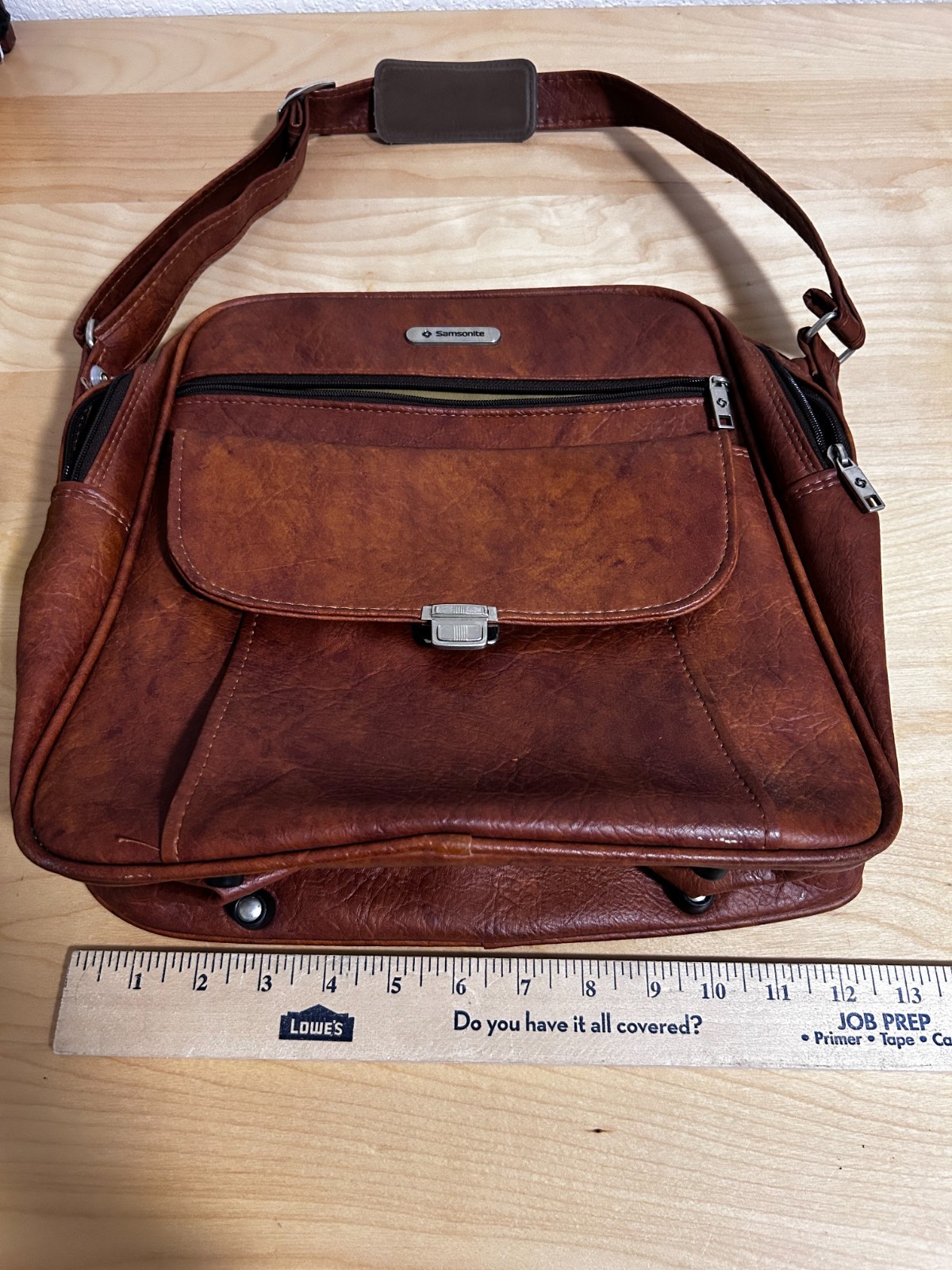 Samsonite Sonora II Vintage Womens Shoulder Messenger Bag Brown Vegan Leather
