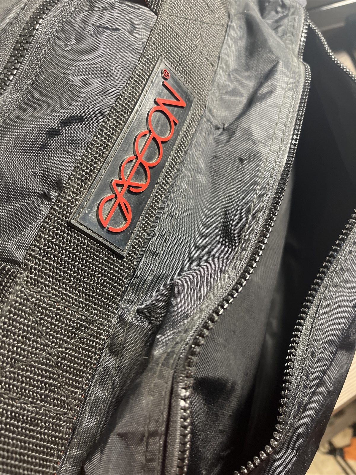 Vintage 80’s Sasson Black & Red Duffle Bag With 3 Separate Zippered Pockets