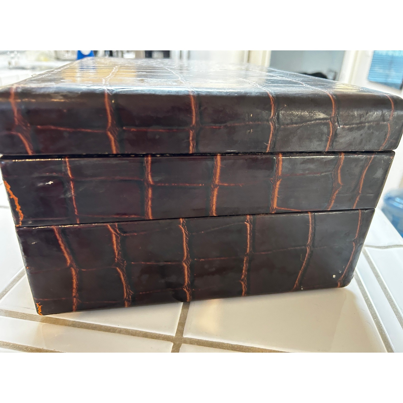 Vintage Embossed Leahter Gentlemen’s Travel Vanity Case, Fitted Interior