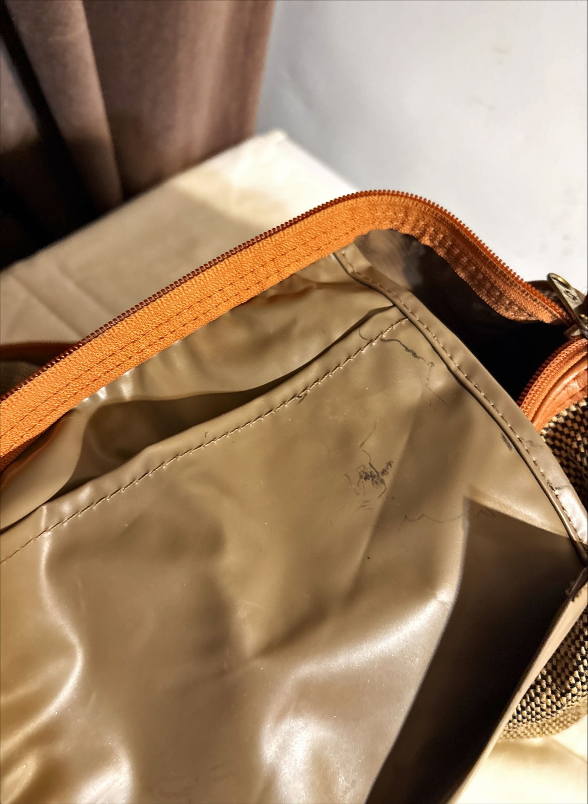 Samsonite VTG Sm Tweed Jute Duffle Carry On Weekender Bag