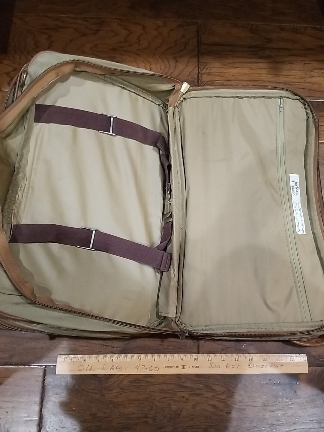 Hartmann Nylon & Leather 21″ 3 Compartment Carry-on Luggage Weekender Bag Olive