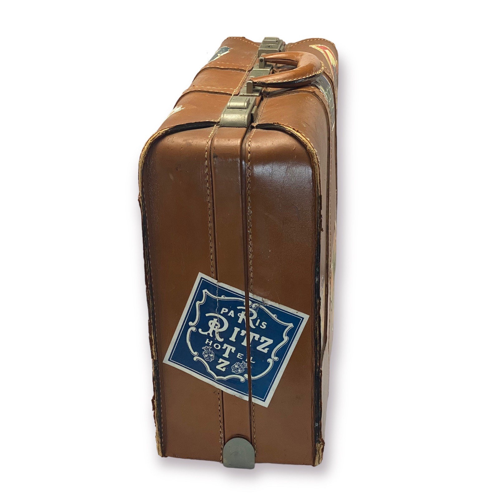 Vtg Skyway Suitcase w Travel/ Luggage Labels: Hotel Victora Cannes, Paris Ritz