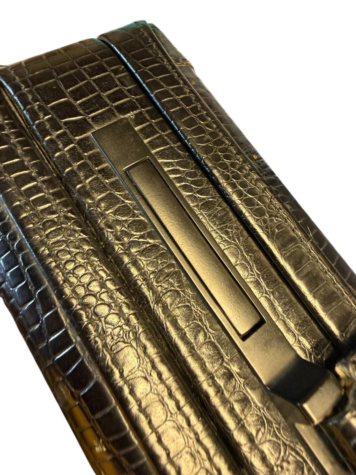 Vintage Expandable Mock Croc Faux Crocodile Leather Briefcase Presto Lock