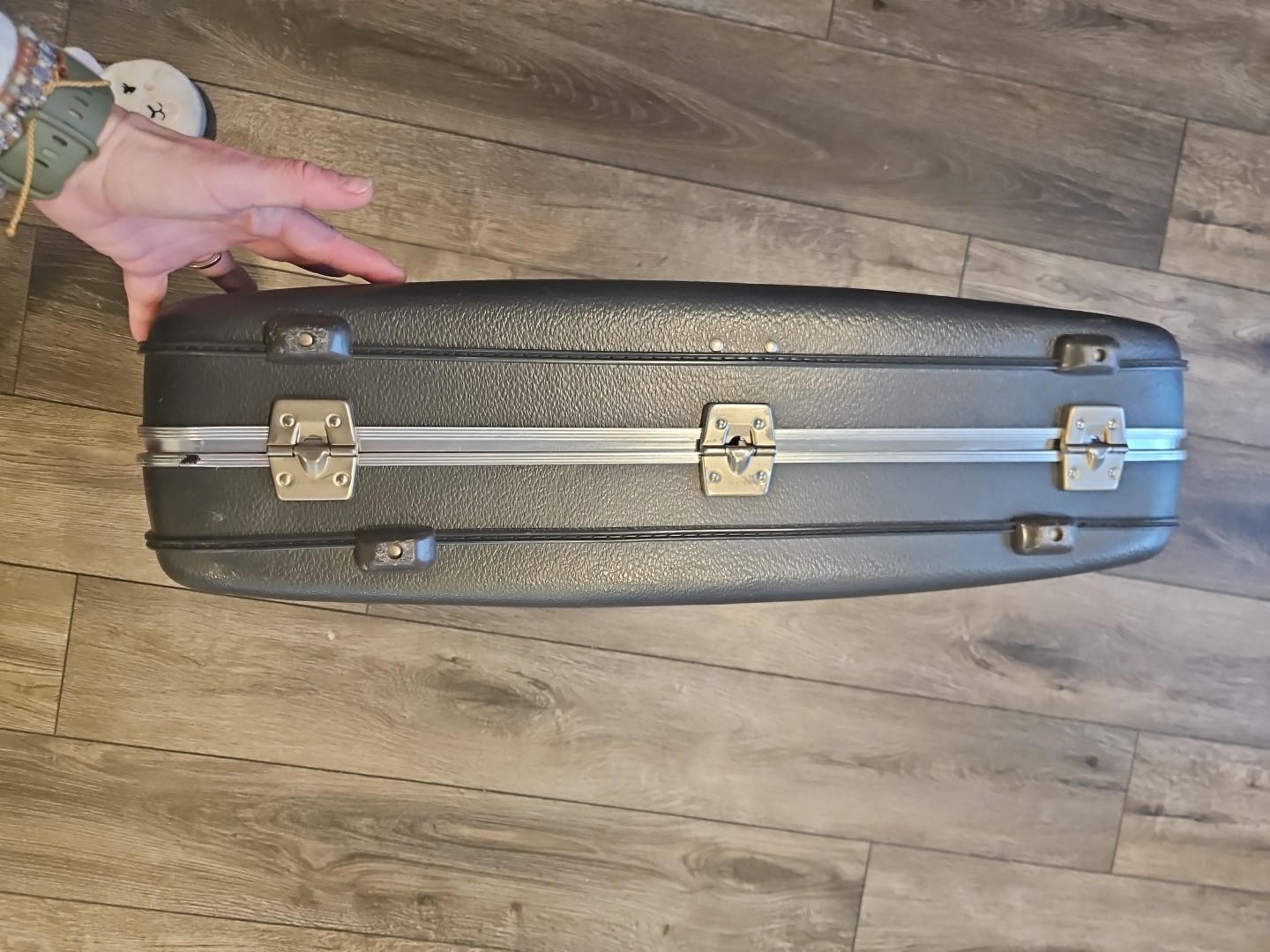 Vintage Hard Shell Airway Suitcase Early 20th Century 25×19×6 Black Luggage