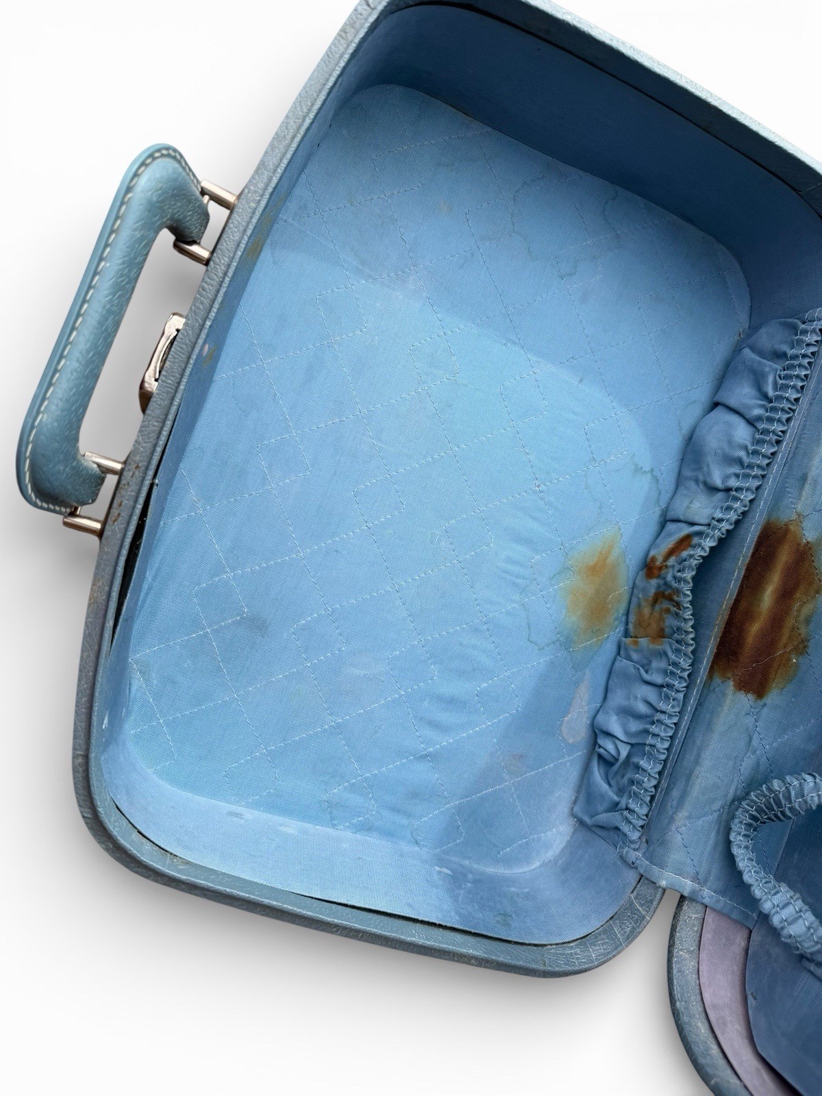 Vintage 1960’s Mid Century Blue Hardshell Mod Travel Smart Suitcase/Luggage