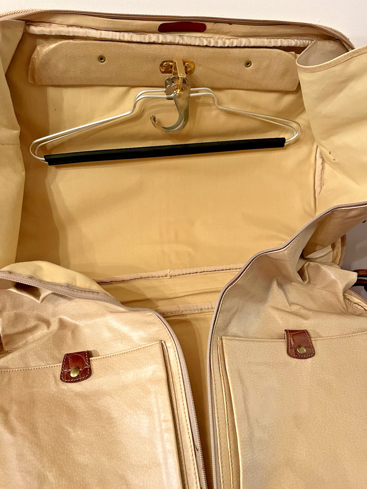 Vtg Garment Bag- Classic Luggage Tan Tweed Brown Croc Takashimaya Japan/NY TAGS
