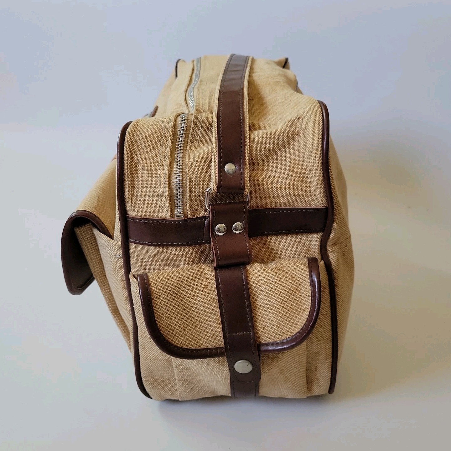Vintage Samsonite Scamps Club Linen Canvas Duffle Bag Overnight Travel Retro