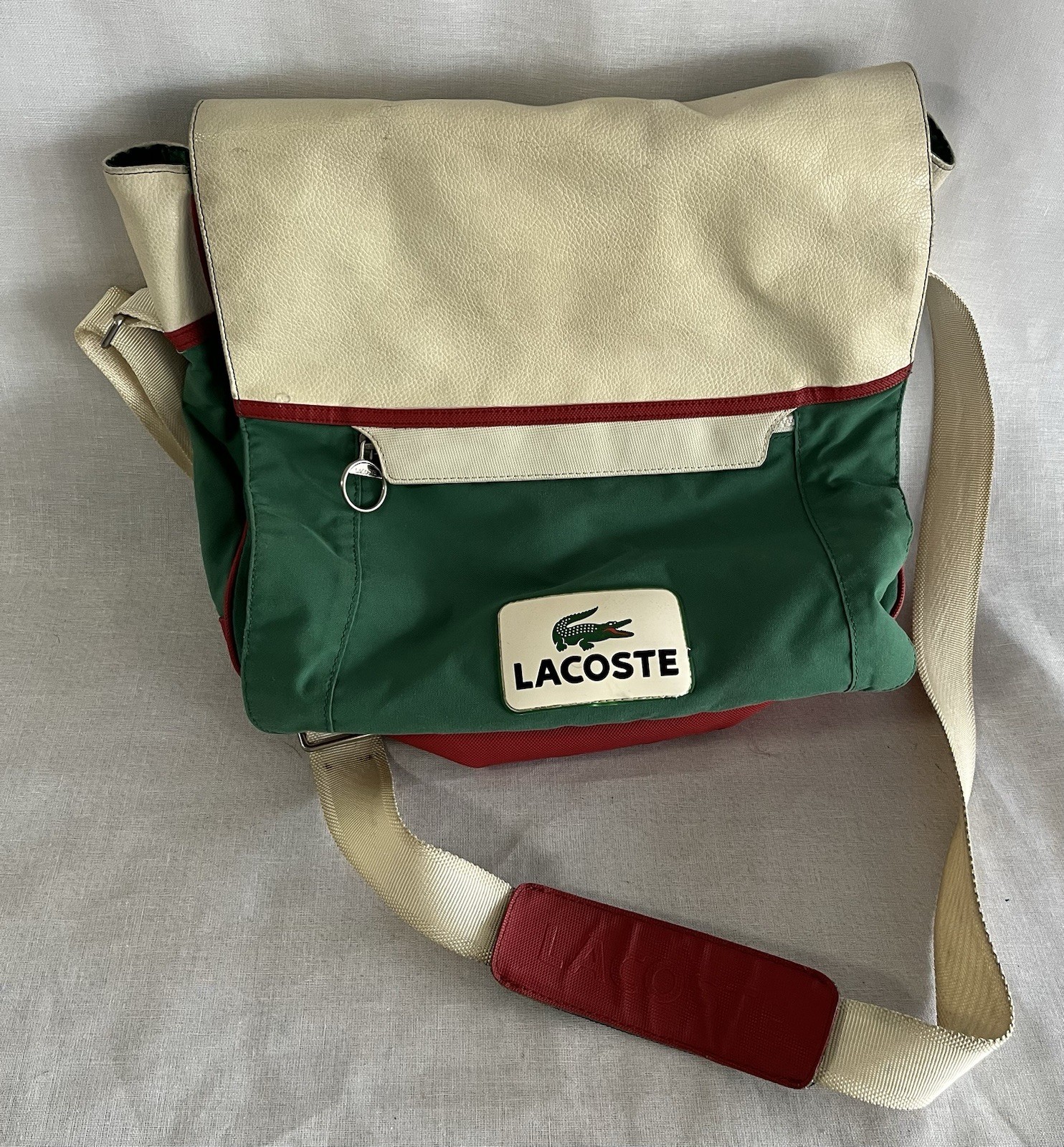 vintage LACOSTE RETRO SPORT crossbody messenger’s bag nylon / pvc VGUC