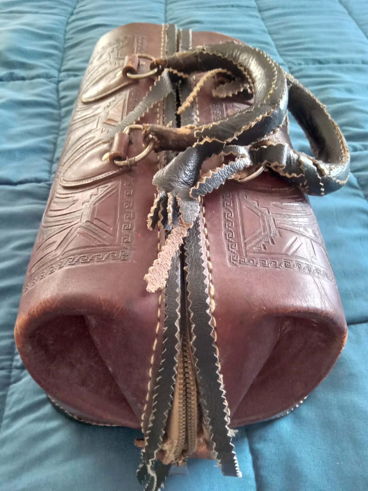 RARE! Vintage Hand Tooled Leather Western Style Doctor’s Travel Luggage Bag XXL