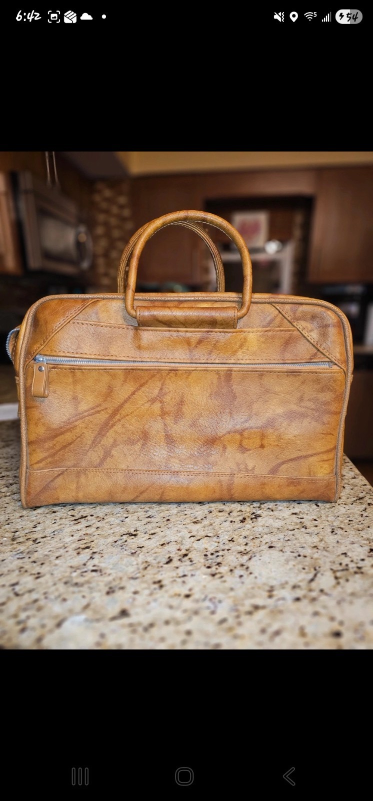 American Tourister Brown Leather Travel Bag, Locking, Extra Compartments