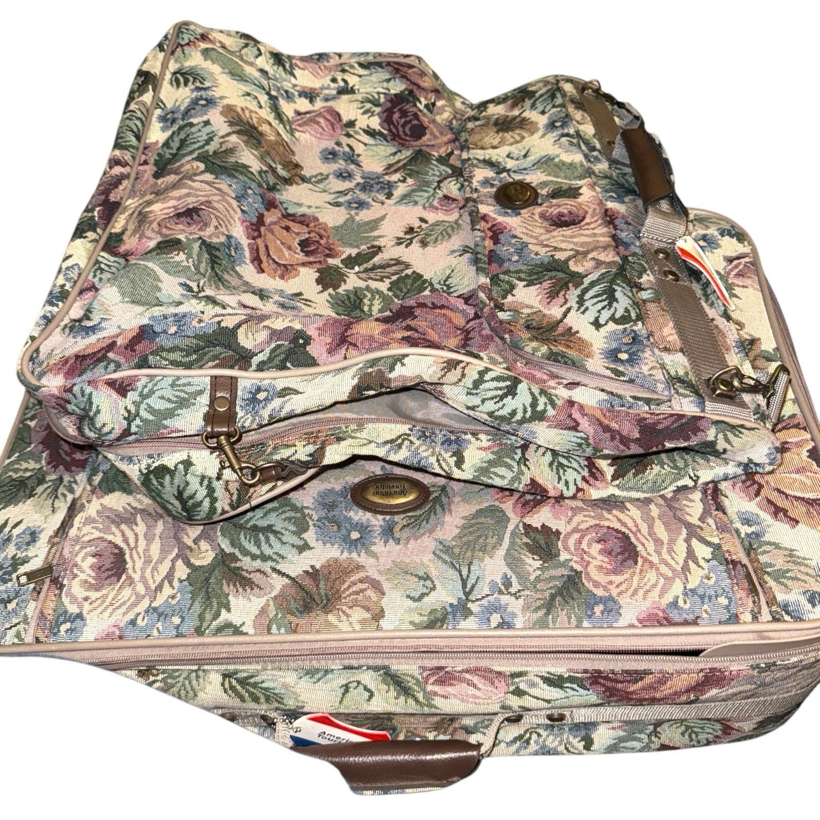 Vintage Tapestry Luggage Floral Wheels Suitcase Travel Rolling And Garment Bags