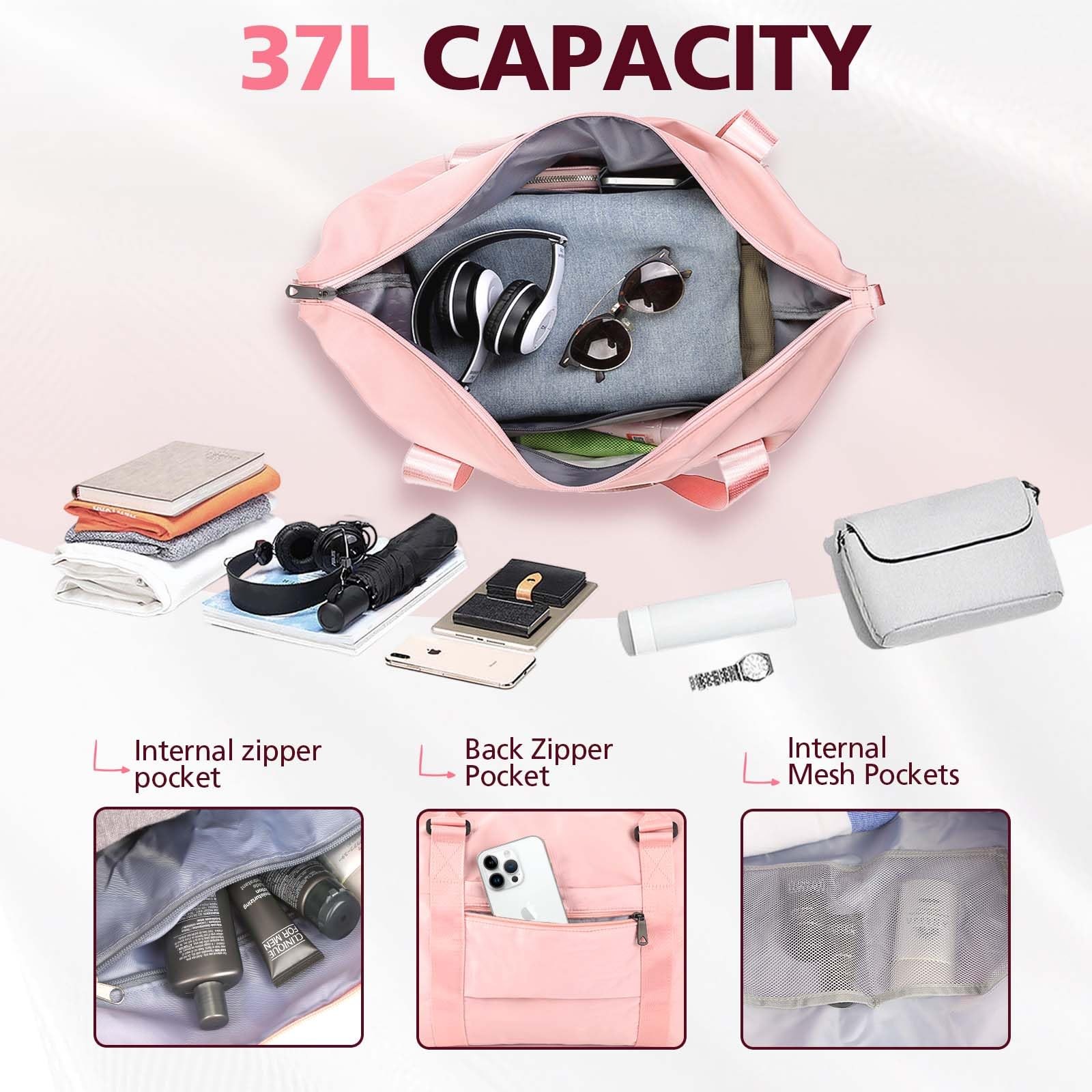 Topbag Travel Duffle Bag Waterproof Weekender Carry On Tote Bags For Women