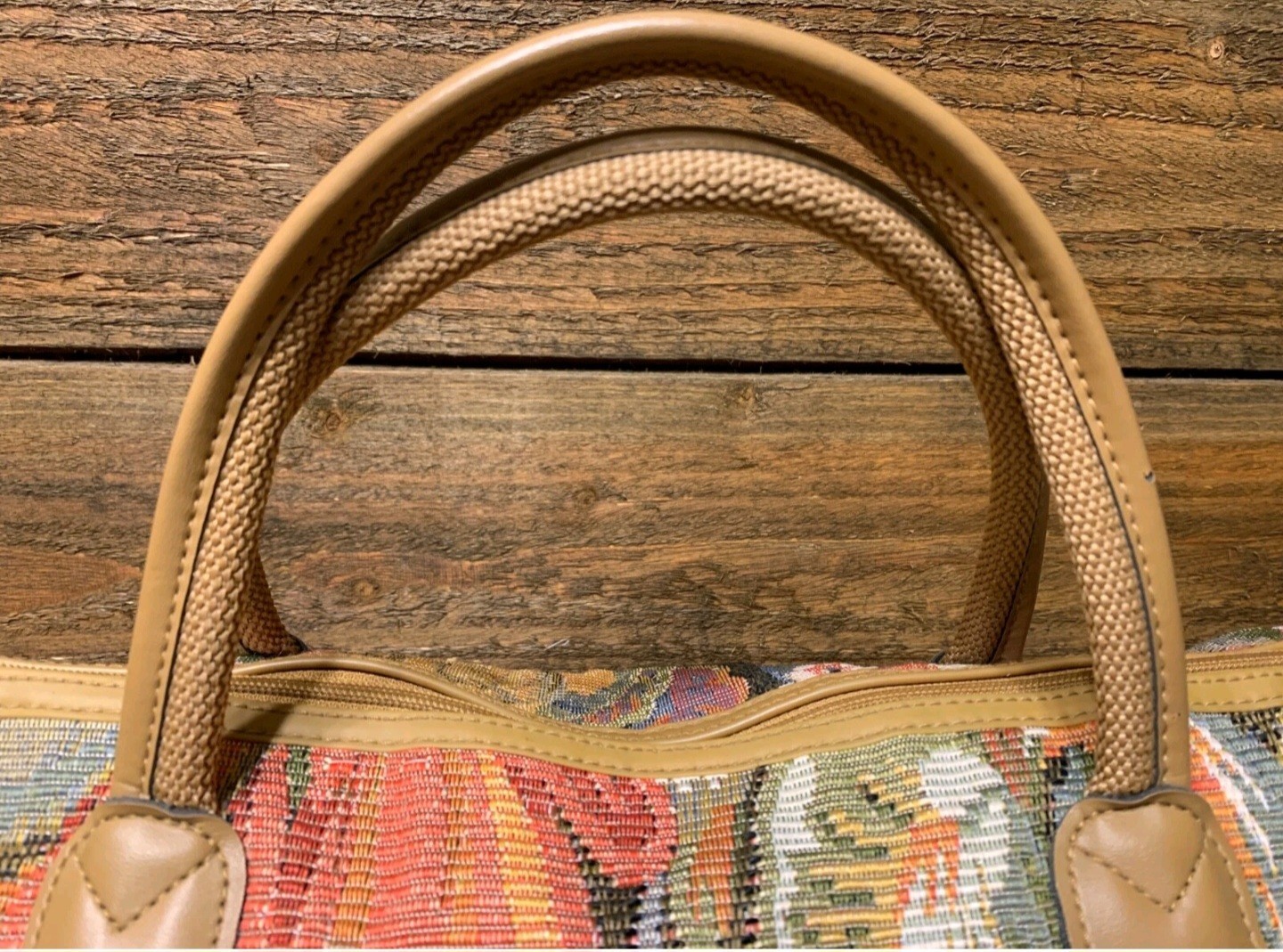 Adolfo VTG Floral Tapestry Travel Bag Duffel Tote Carry On With Makeup Small Bag