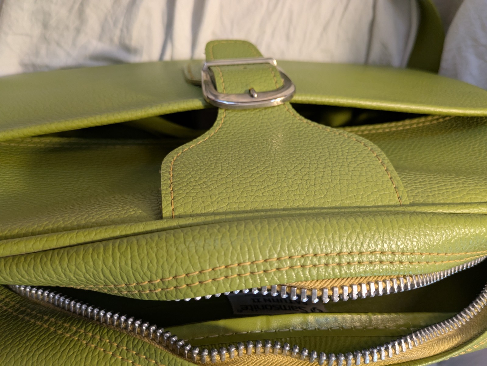 Samsonite Saturn II Vintage Green Vinyl Travel Bag Locking Extra Compartments