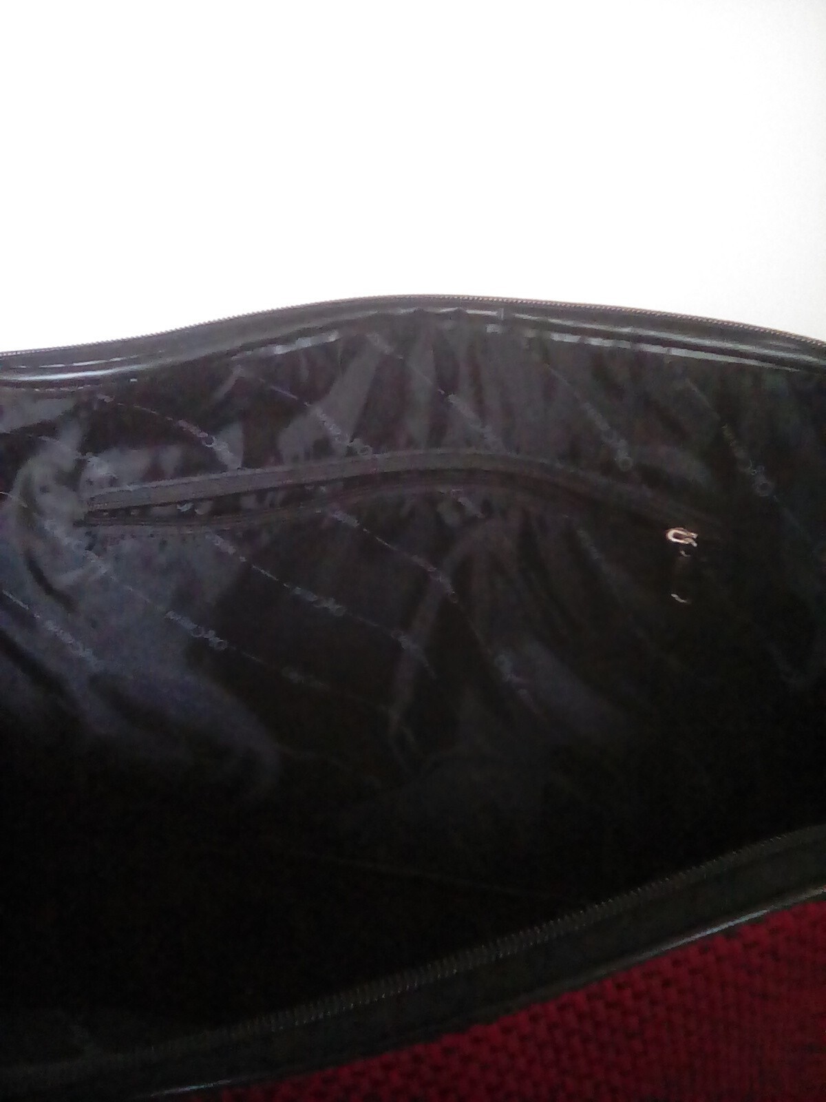 Vtg Oleg Cassini Large Travel Overnight Bag Red & Black Suitcase Handle & Strap