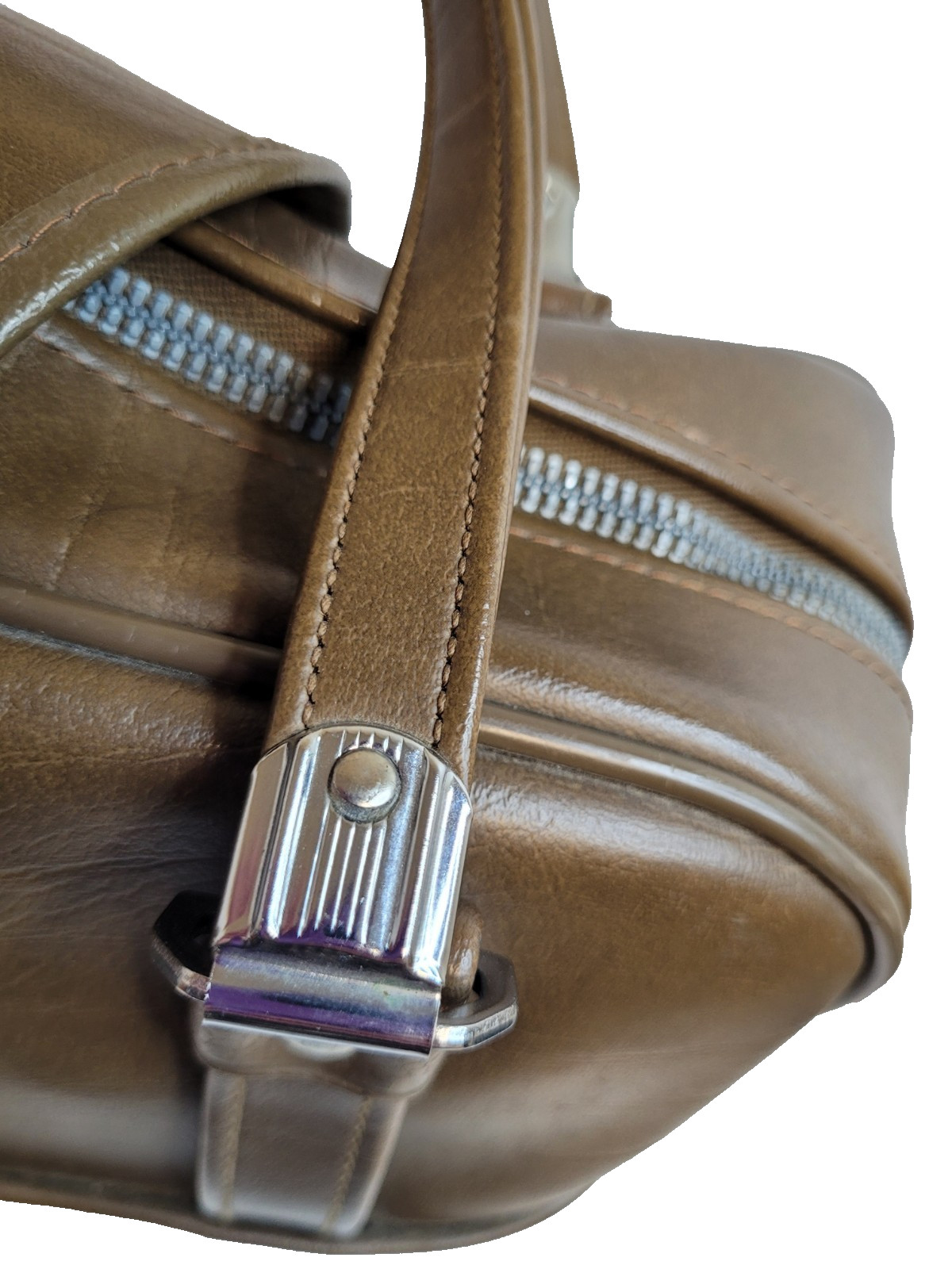 Vintage Brown Leather “Escort” Brand Flight Bag. Carry On Hand Bag.