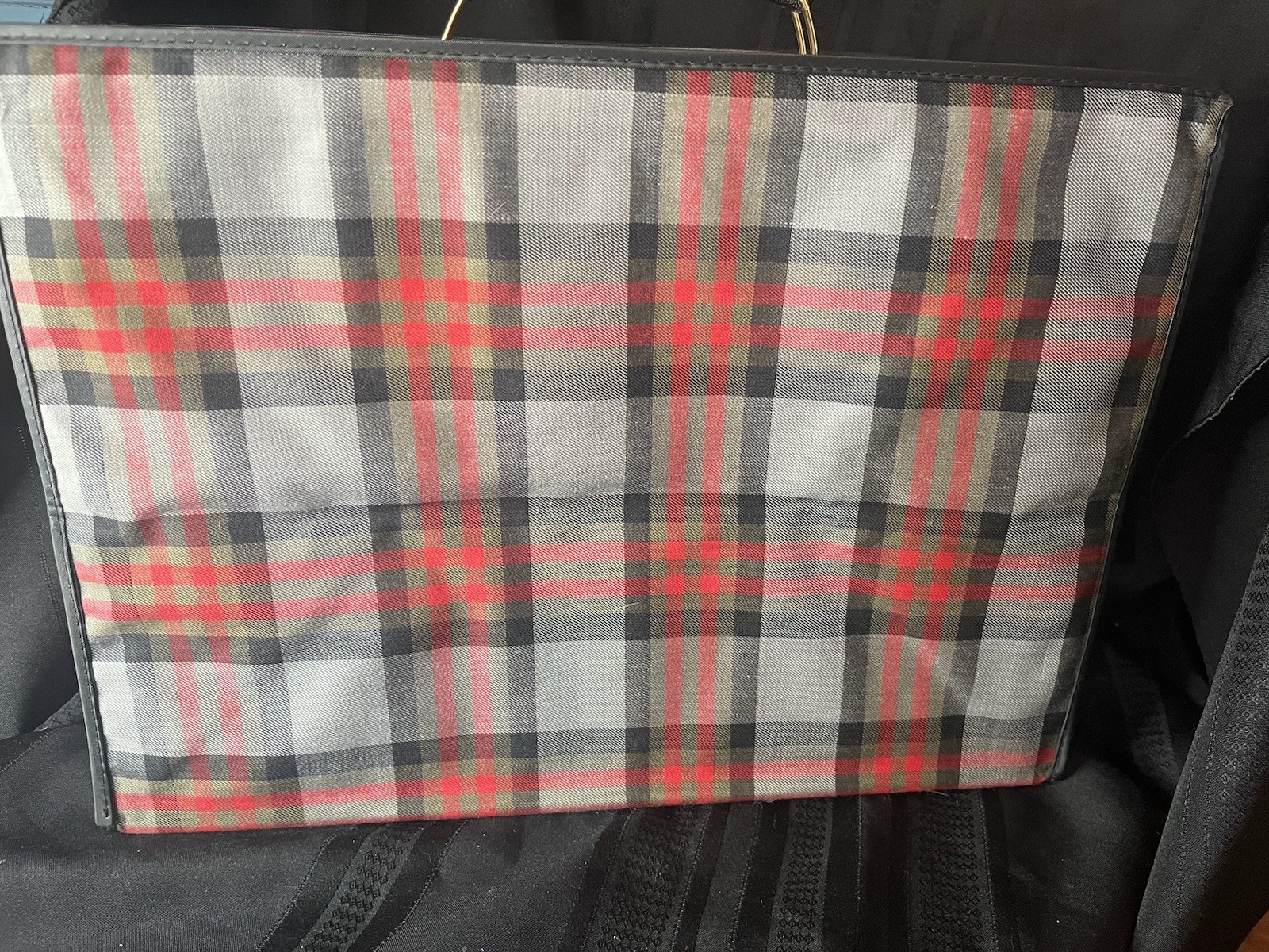 Vintage 1960s Plaid Foldable Suitcase Collapsible Weekend 17″ x 13″ x 6″ MCM