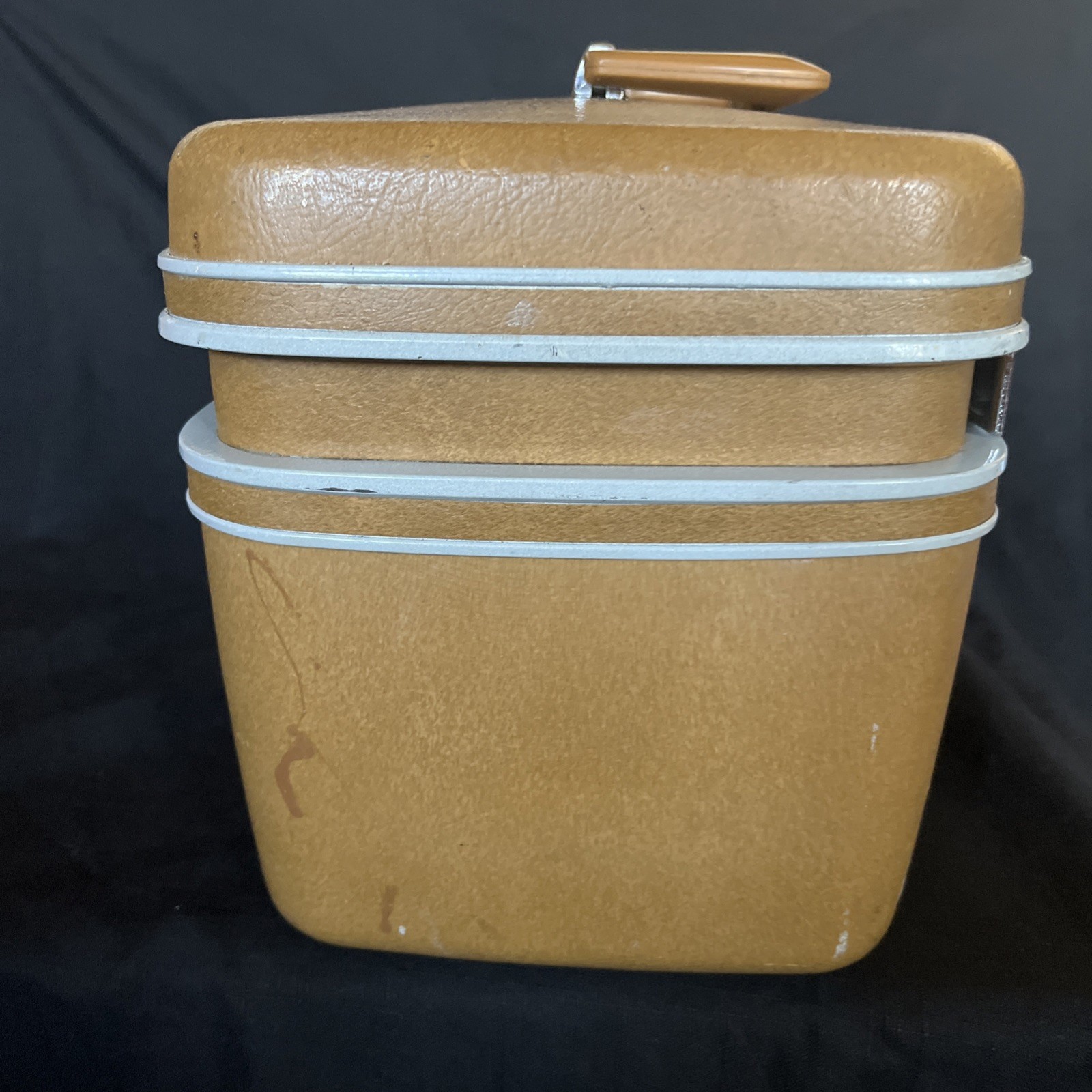 Vtg SAMSONITE SILHOUETTE Brown Makeup Train Travel Hard Shell Case Remove Tray