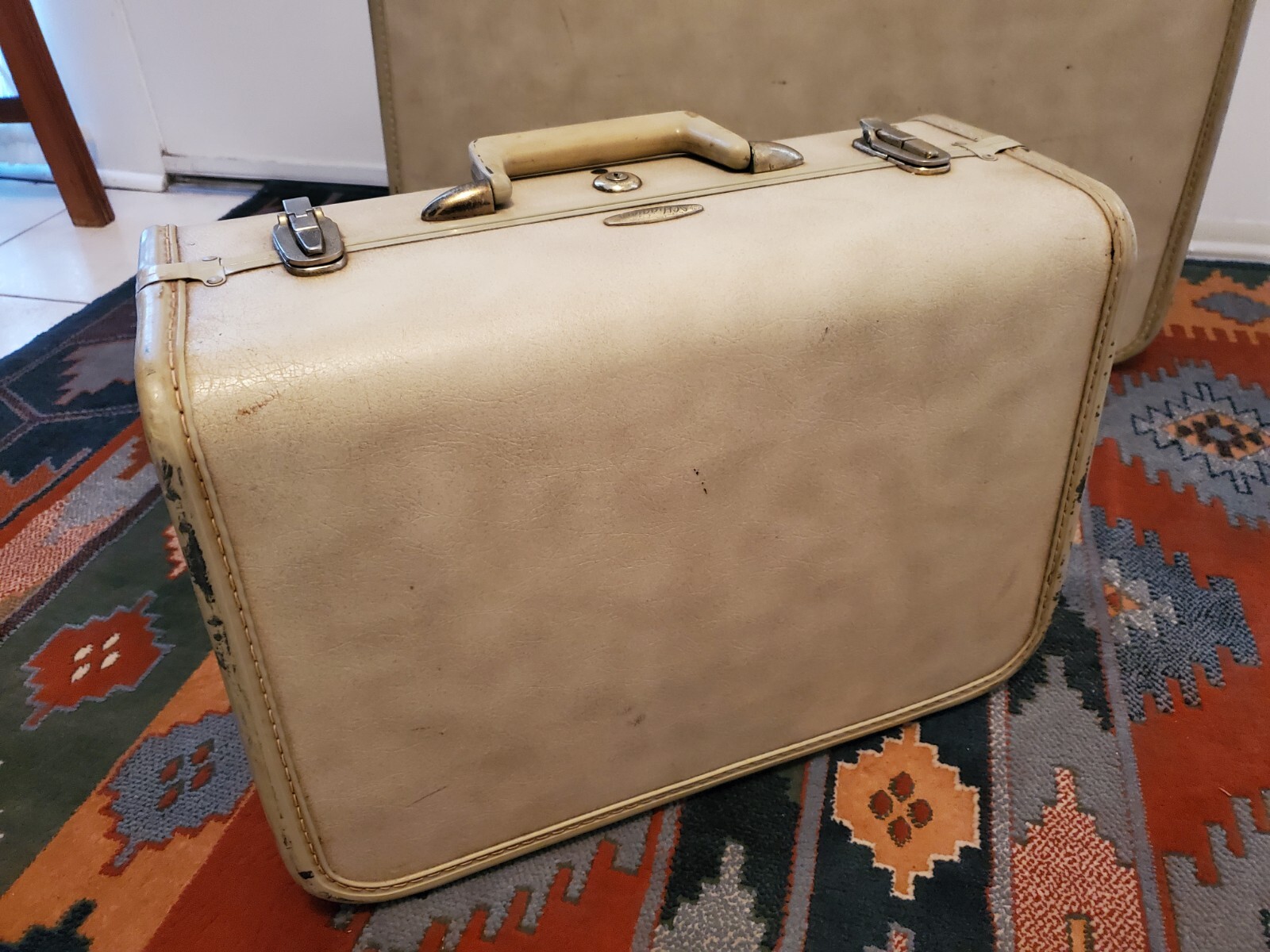 J.C. Higgins Sears Ladies 2 Piece Luggage Set Vintage 1950s White
