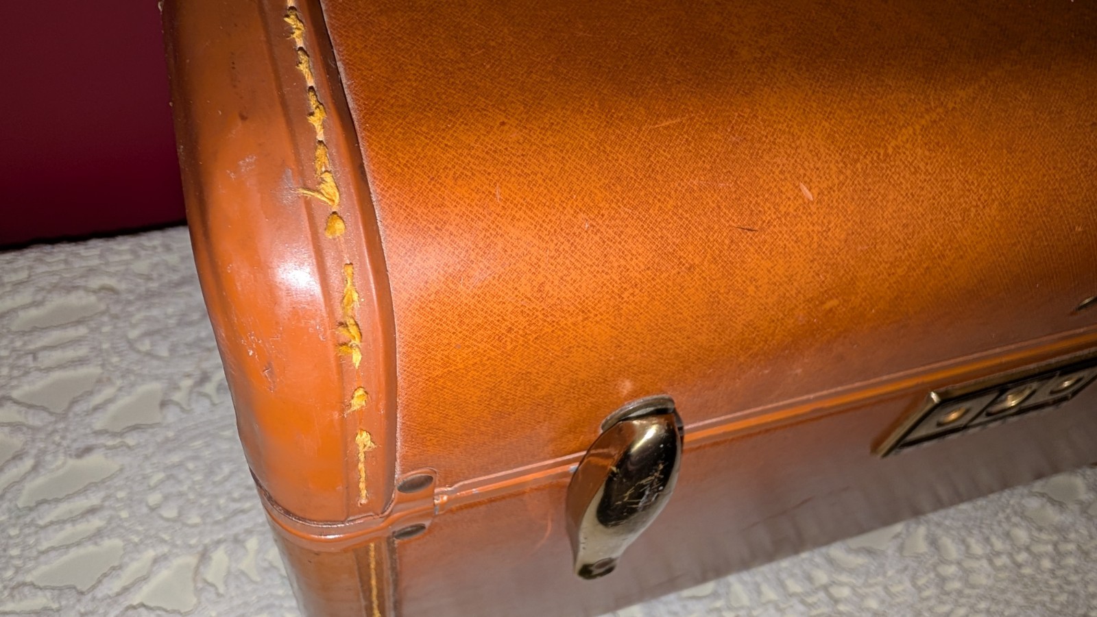 Vintage Samsonite Case Mirror & Tray Hard Side Suitcase Brown Luggage No Key