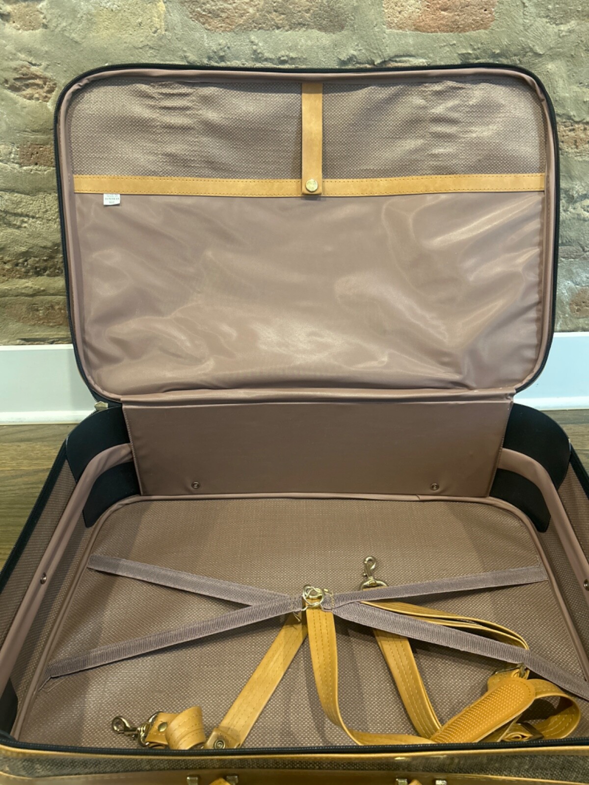 Vintage Saks Fifth Avenue Luggage Bag – Tweed & Tan Leather with Removable Strap