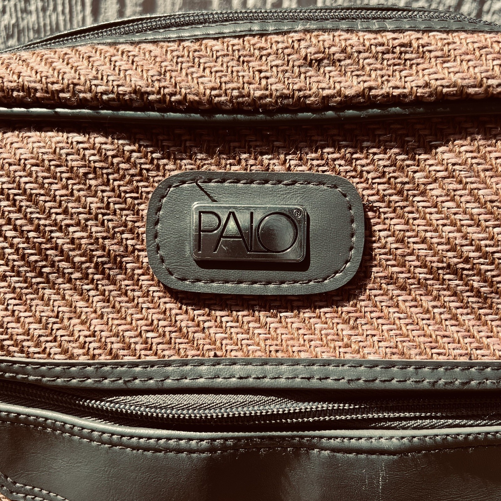 80s Palo Carry On Personal Vanity Luggage Piece Grey Leather Trimmed Pink Tweed
