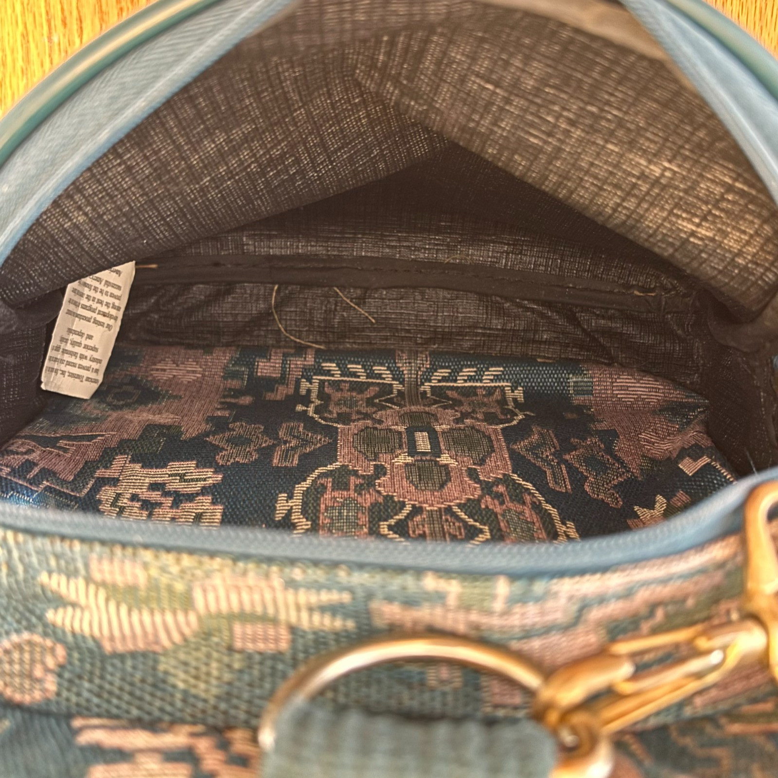 Vintage American Tourister Floral Teal Purple Tapestry Duffel Carry On Luggage