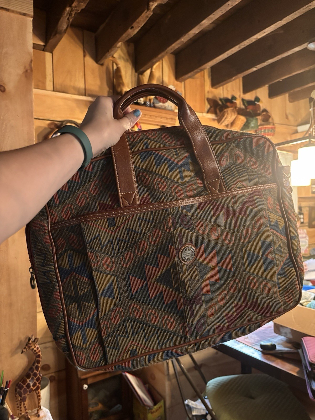 RARE Vintage Tapestry 1990’s Southwest Travel Bag Laptop Capezio Bag Aztec