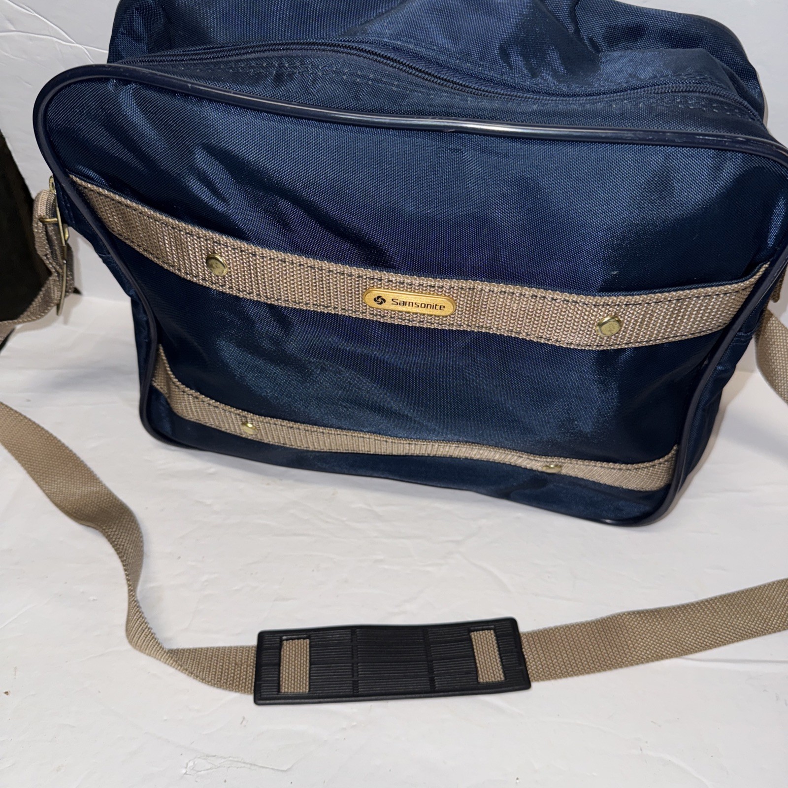 Vtg Samsonite Carrypak 78 Carry On Shoulder Messenger Bag Blue/Brown Pre Owned