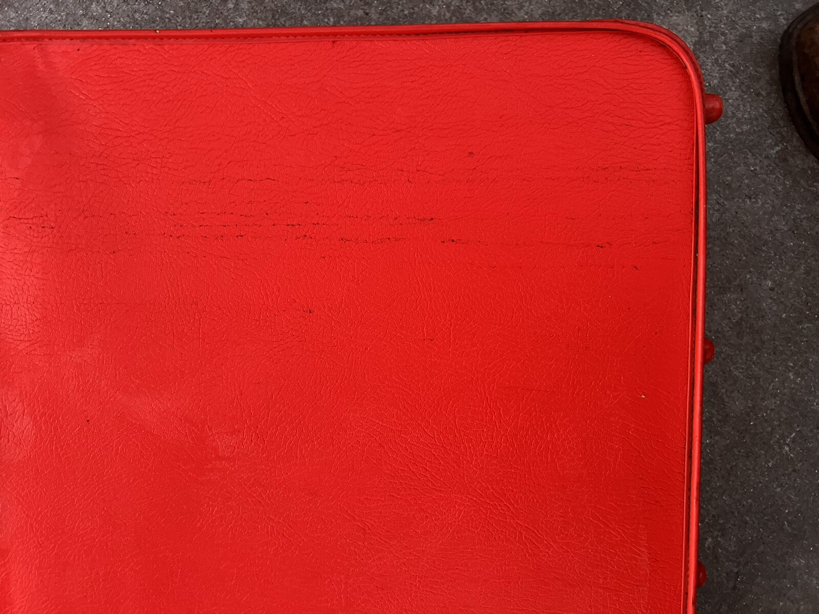 Vintage Faux Red Leather Sears Feather Lite Travel Suitcase Bag Luggage 24x10x23