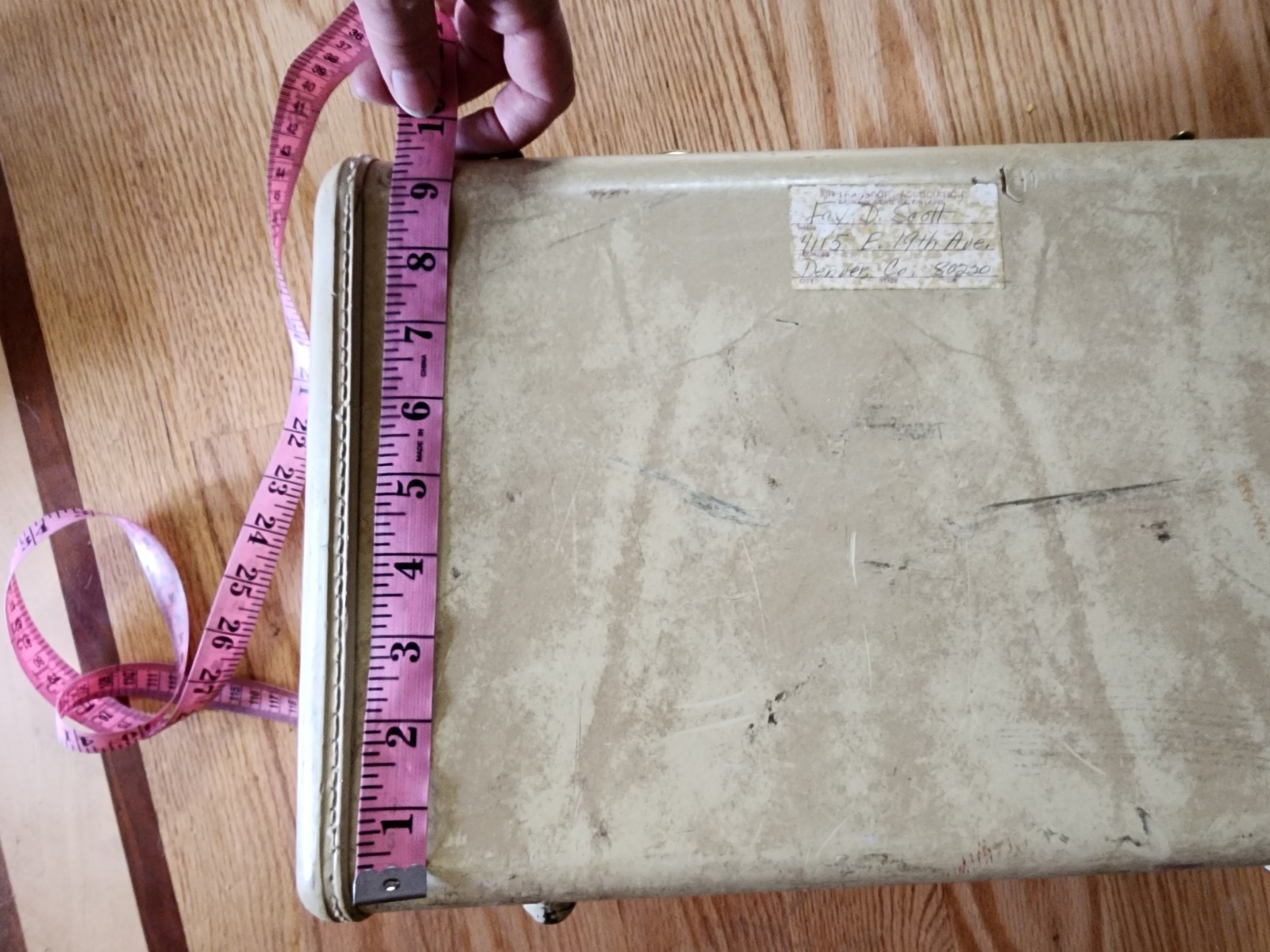 Vintage Samsonite Shwayder Bros Marble Cream 15×10.5×7 Luggage Hard Suitcase