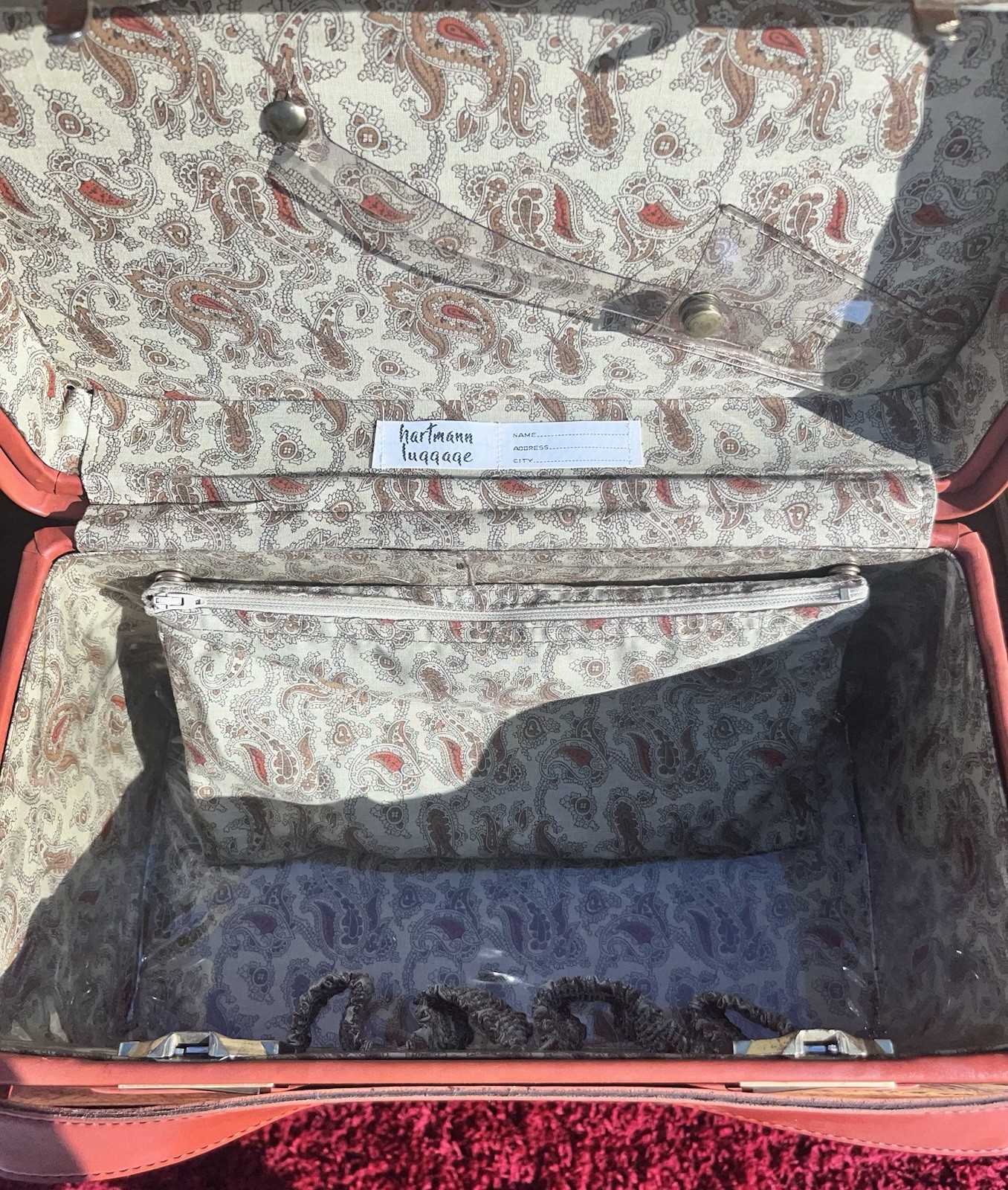 Vintage Hartmann Luggage Set Of 3 Belted Leather Paisley Lined Suitcases No Keys