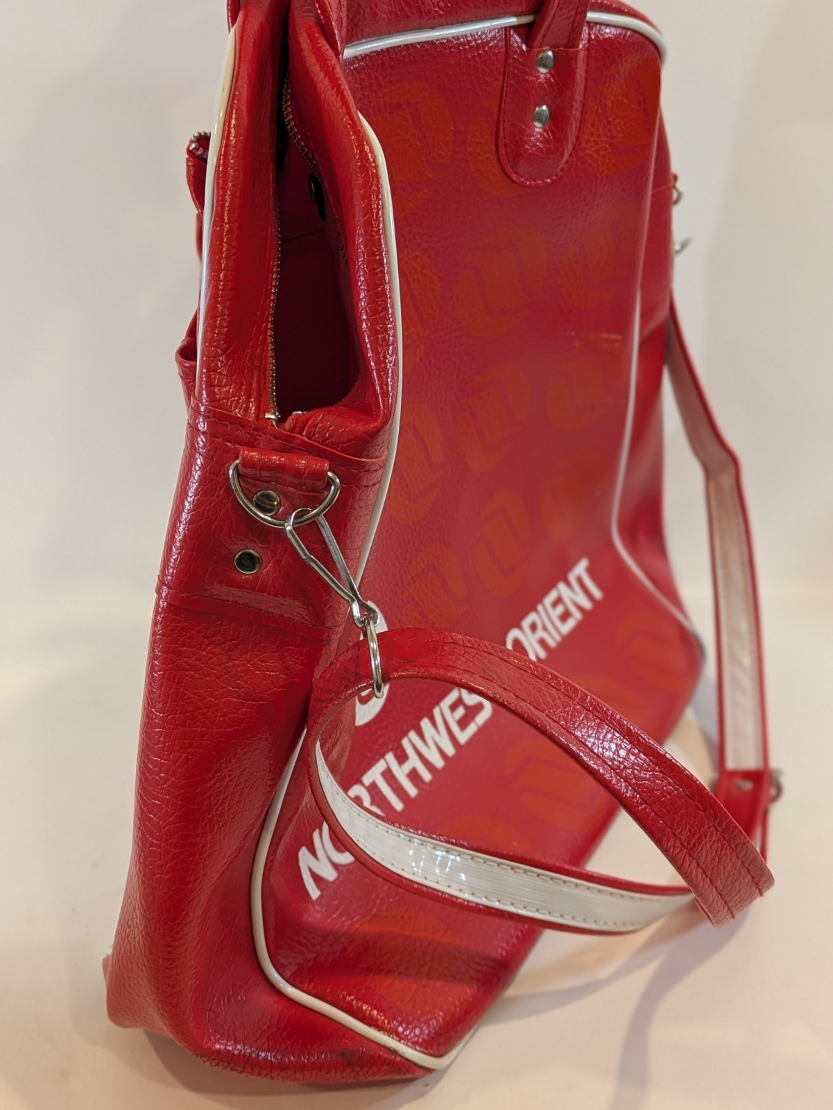 Vintage Northwest Orient Racket Gym Travel Bag Red White FREE SHIP