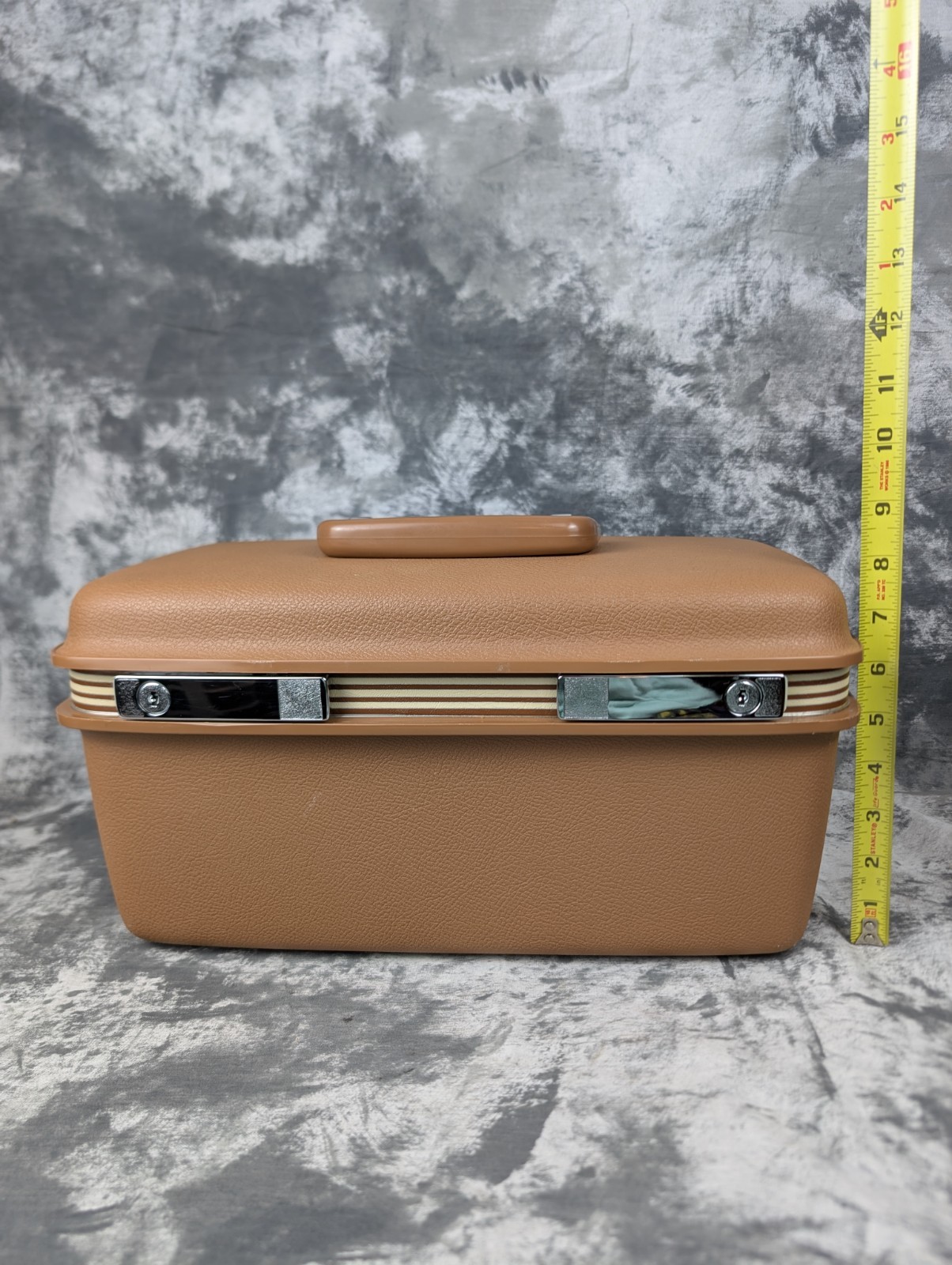 Samsonite Concord Terra Cotta Train Case Beauty Mirror 1982 Original Box No Key