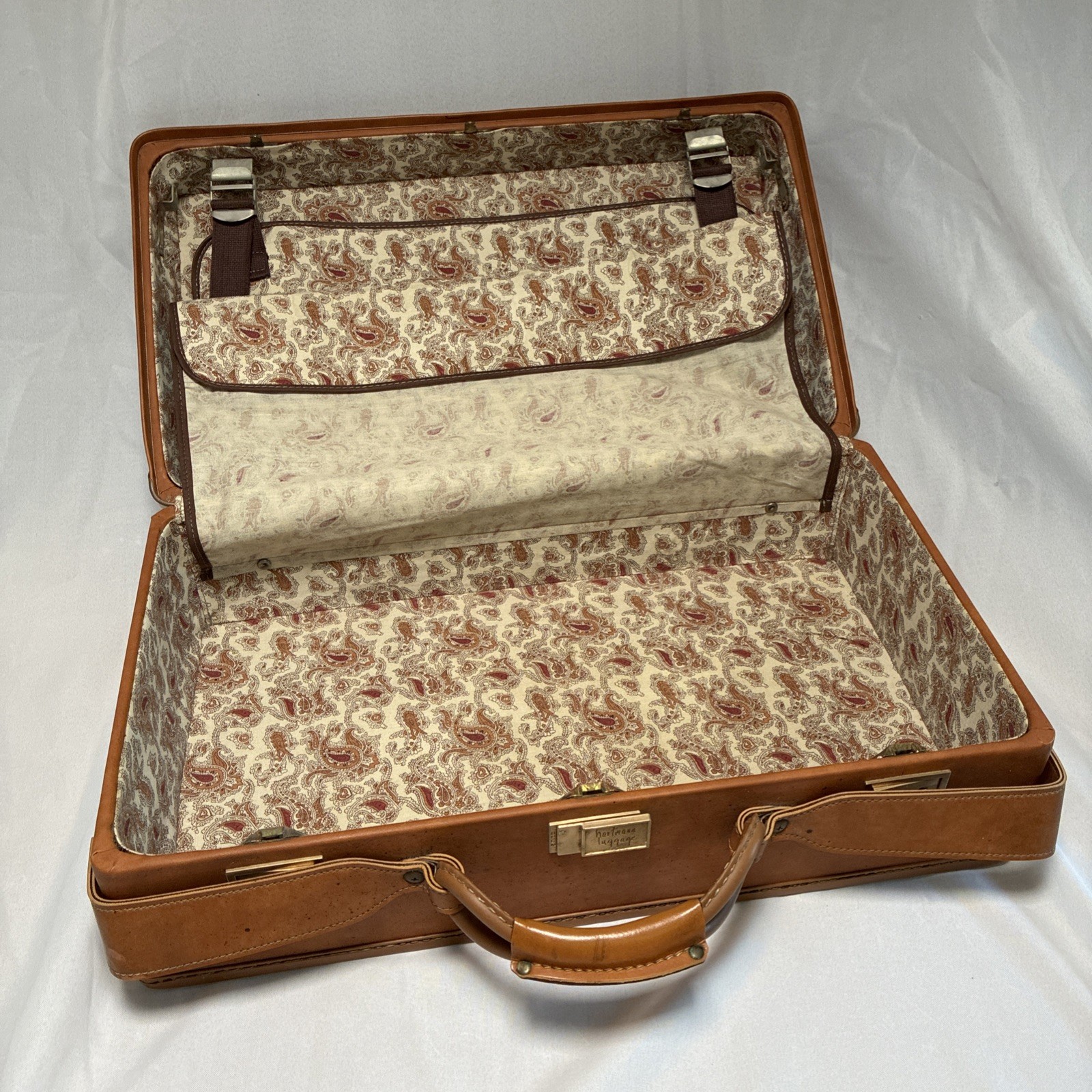 Hartmann Belting Leather Suitcase Vtg Luggage Case Paisley 21″x12.5″x7″