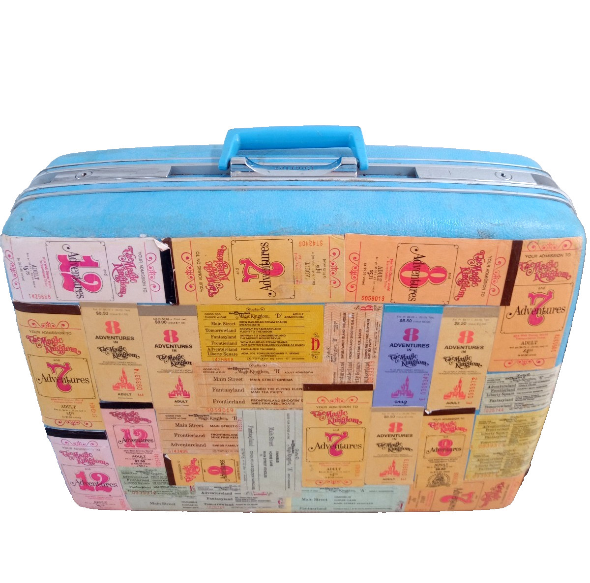 VTG Sears COURIER Hard Shell Suitcase Disneyland Mid Century Luggage Case